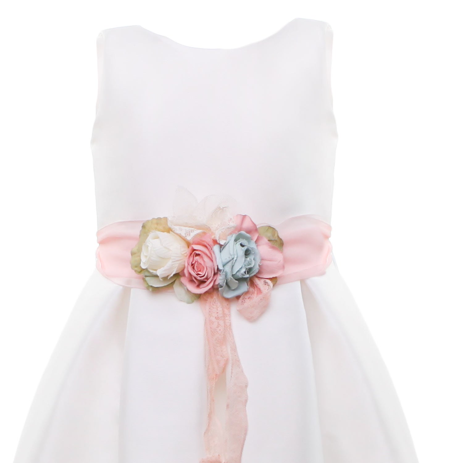 ABITO CERIMONIA BIANCO CON CINTURA ROSA - annameglio.com abbigliamento moda