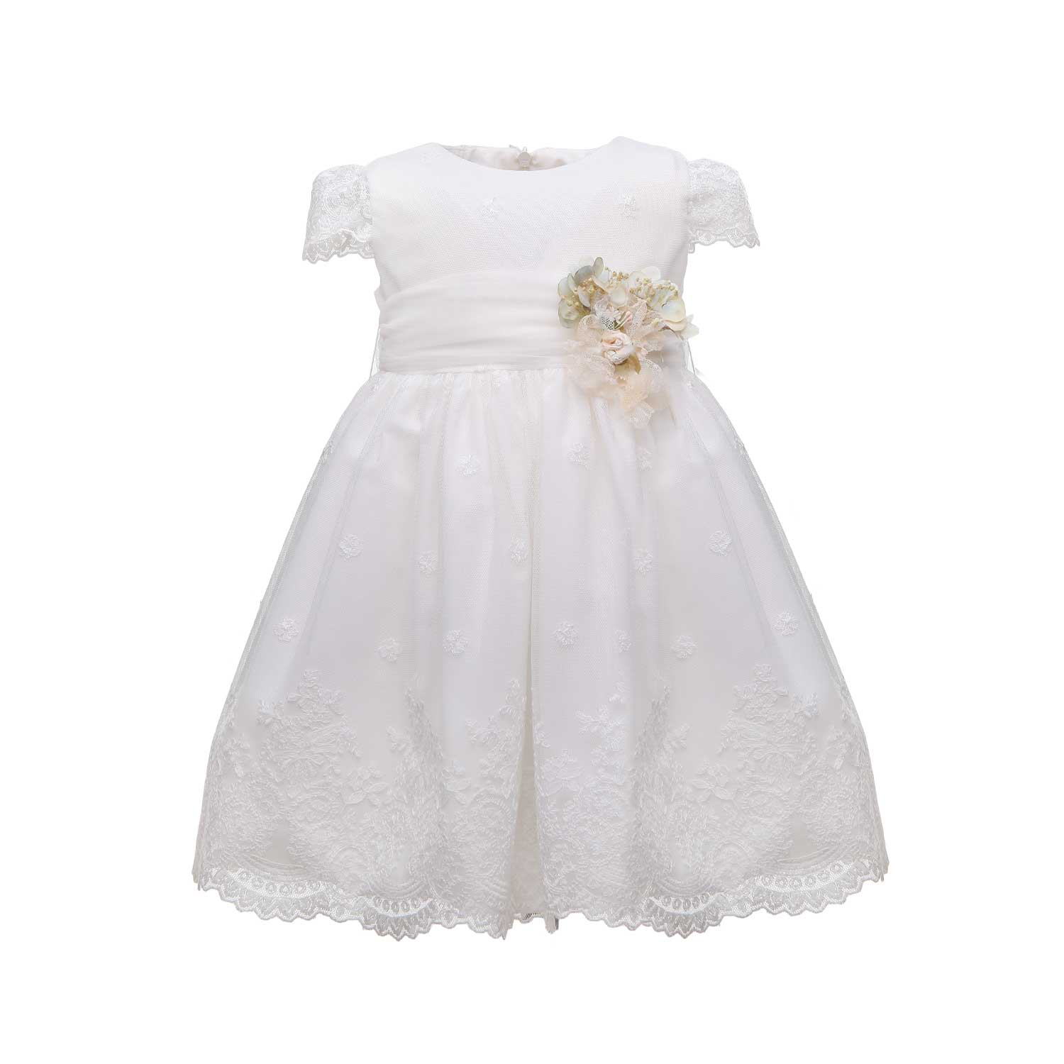 ABITO CERIMONIA BIANCO CON FIORI BAMBINA - annameglio.com abbigliamento moda