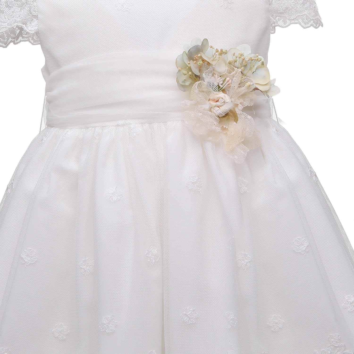 ABITO CERIMONIA BIANCO CON FIORI BAMBINA - annameglio.com abbigliamento moda
