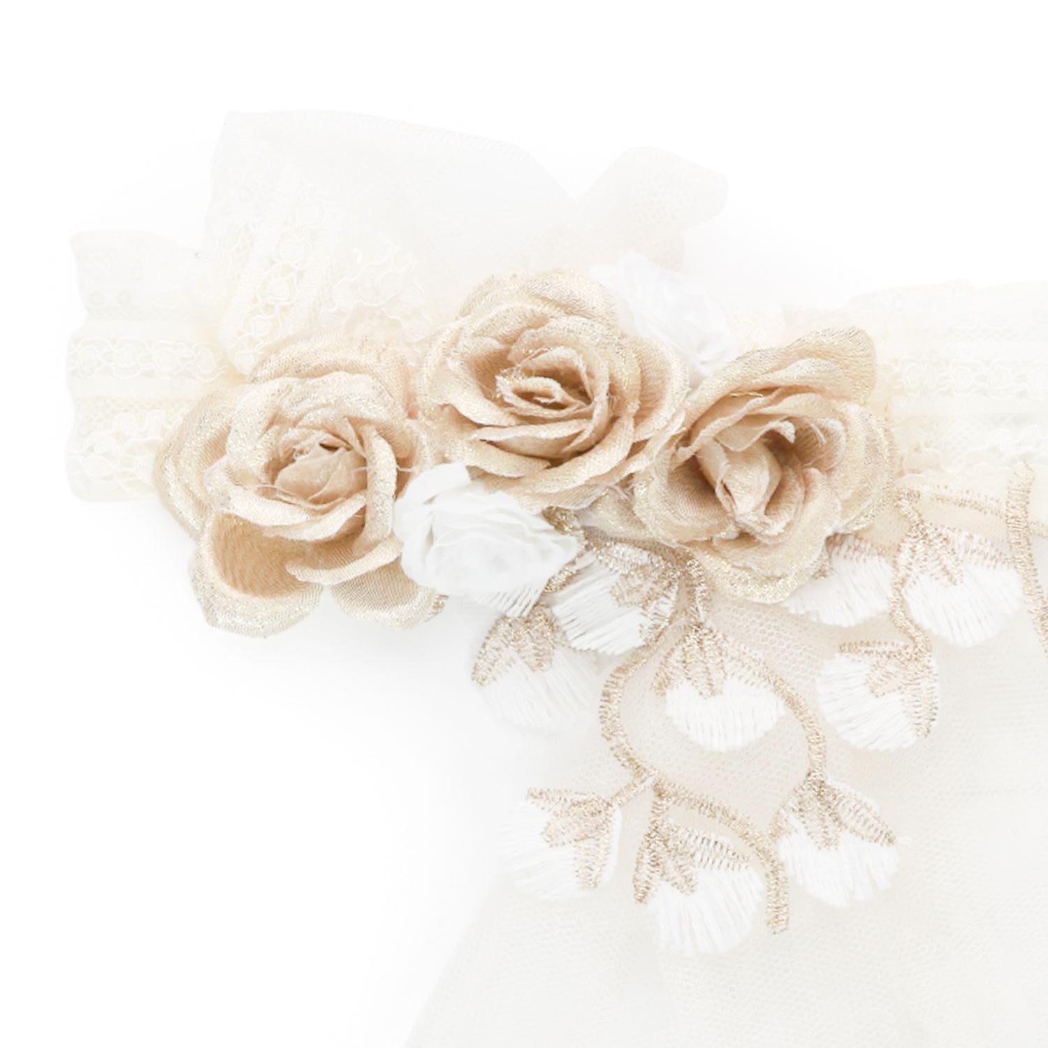 FERMAGLIO FLOREALE DA CERIMONIA BIANCO E ORO - annameglio.com abbigliamento moda