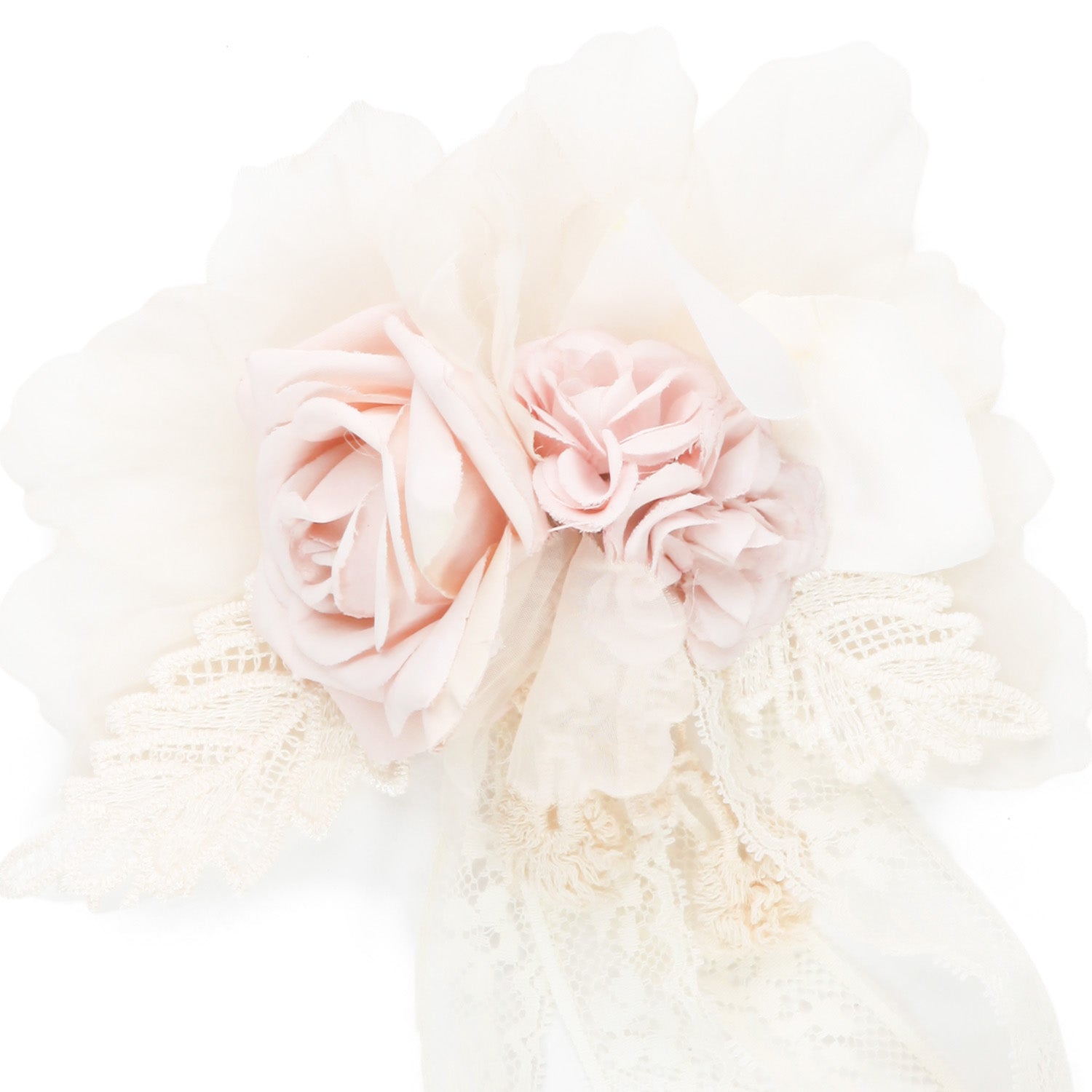 FERMAGLIO DA CERIMONIA BIANCO CON FIORI ROSA - annameglio.com abbigliamento moda