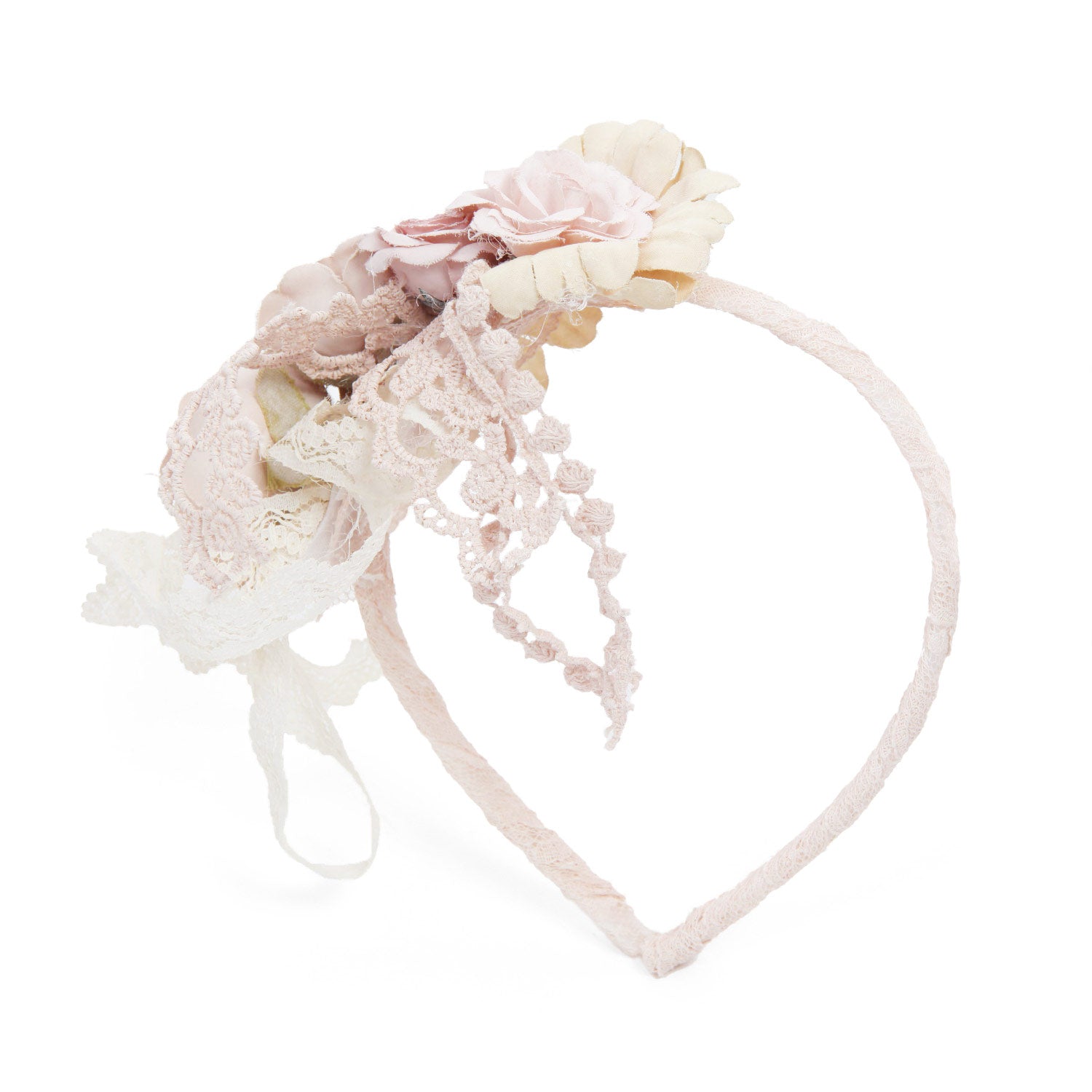 CERCHIETTO DA CERIMONIA CON FIORI ROSA E BEIGE - annameglio.com abbigliamento moda