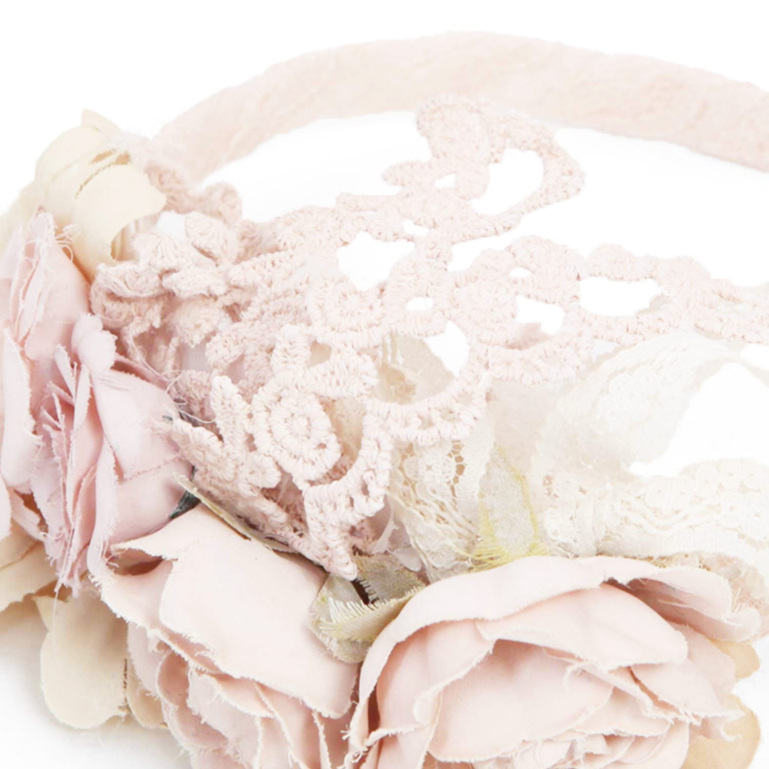 CERCHIETTO DA CERIMONIA CON FIORI ROSA E BEIGE - annameglio.com abbigliamento moda