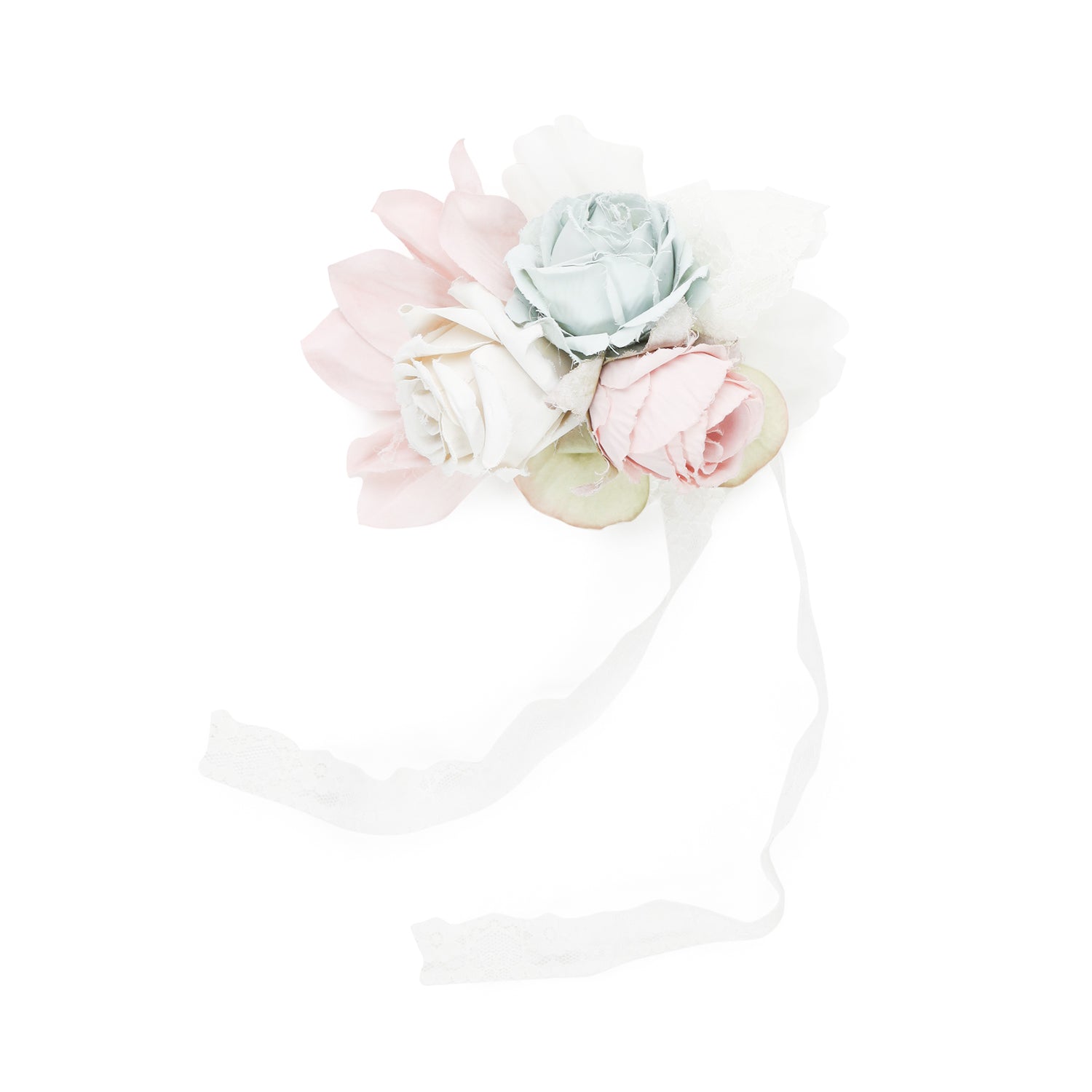 FERMAGLIO FLOREALE DA CERIMONIA BIANCO E ROSA - annameglio.com abbigliamento moda