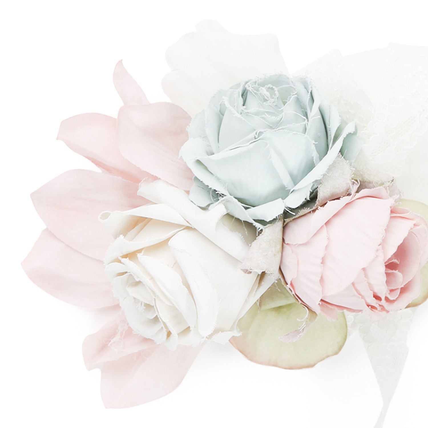 FERMAGLIO FLOREALE DA CERIMONIA BIANCO E ROSA - annameglio.com abbigliamento moda