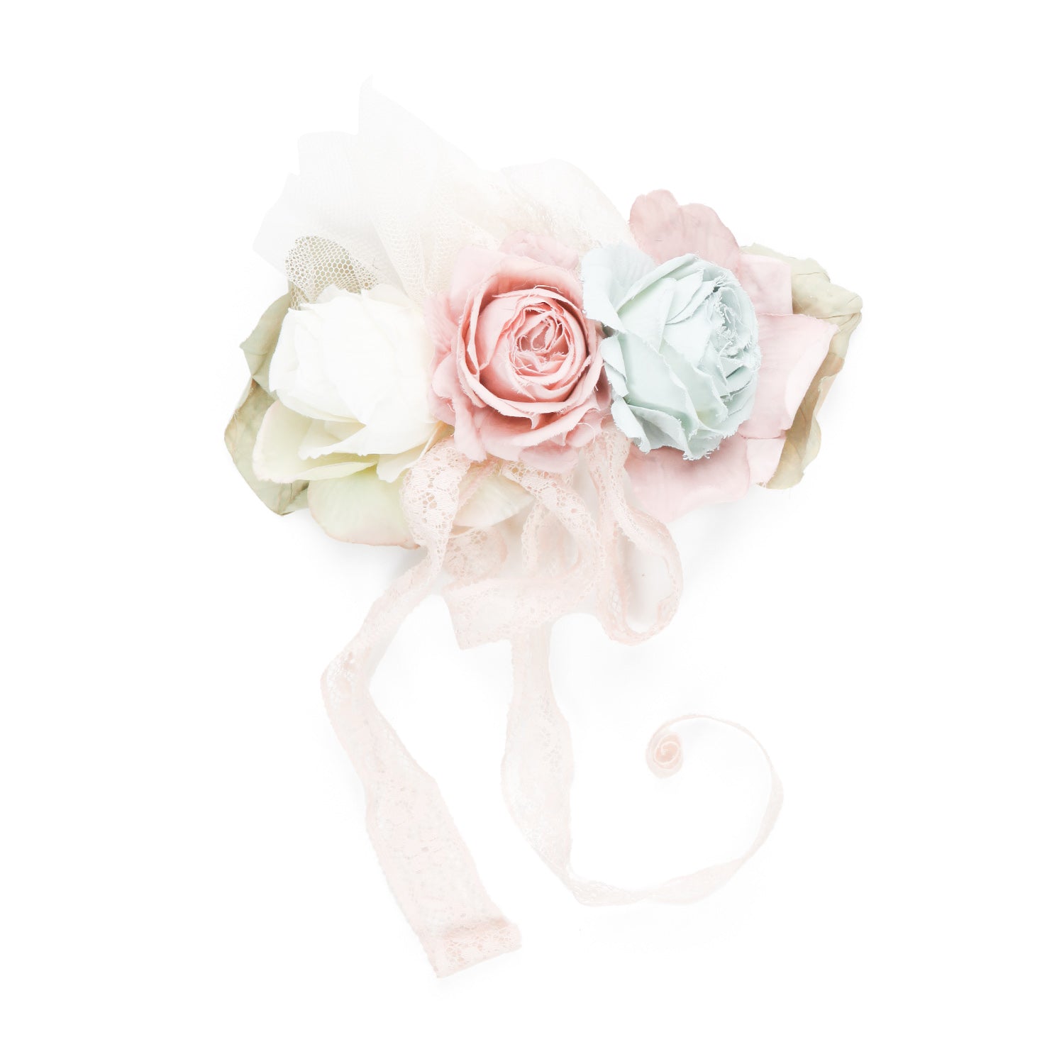 FERMAGLIO FLOREALE DA CERIMONIA ROSA ANTICO - annameglio.com abbigliamento moda