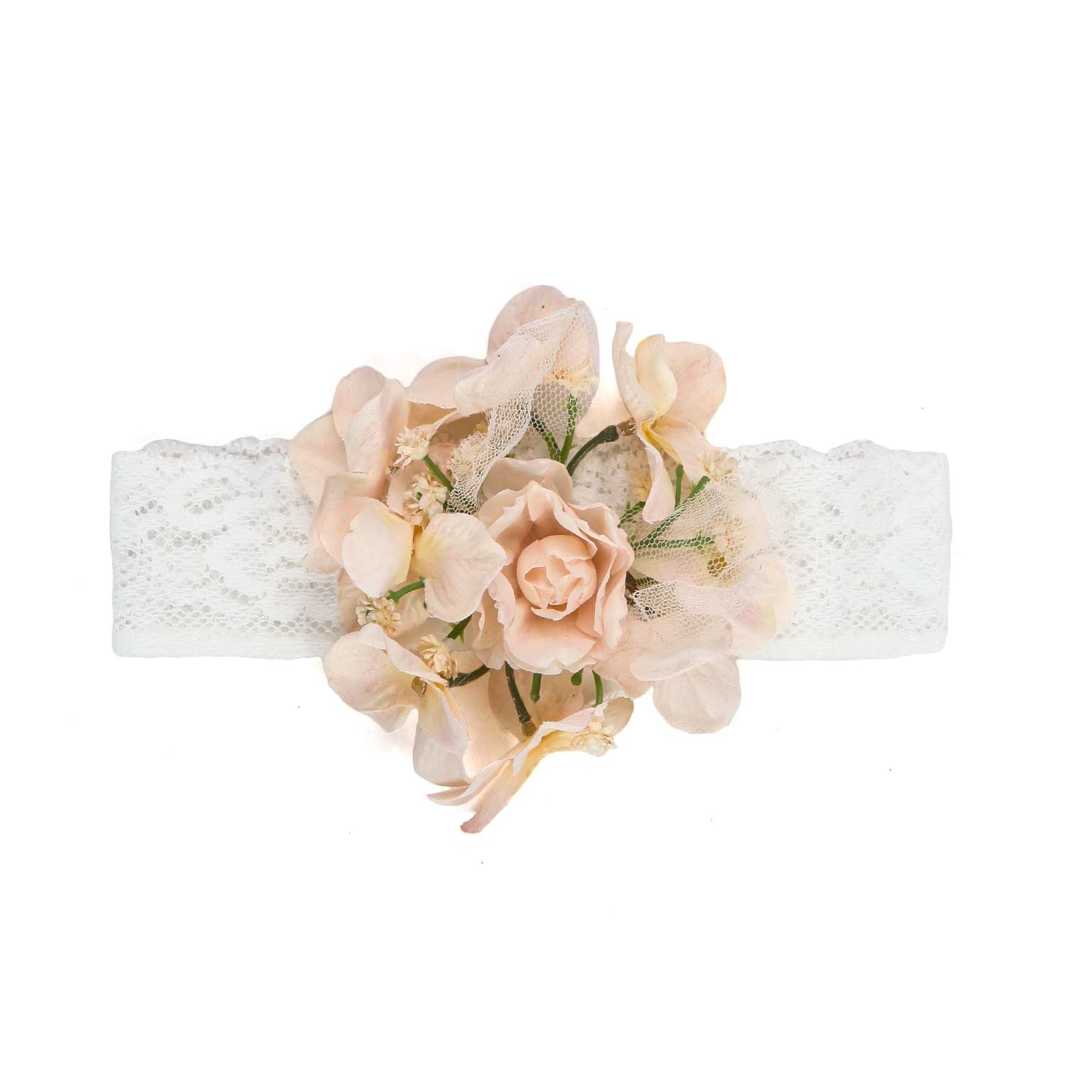 FASCIA CAPELLI FLOREALE ROSA ANTICO NEONATA - annameglio.com abbigliamento moda