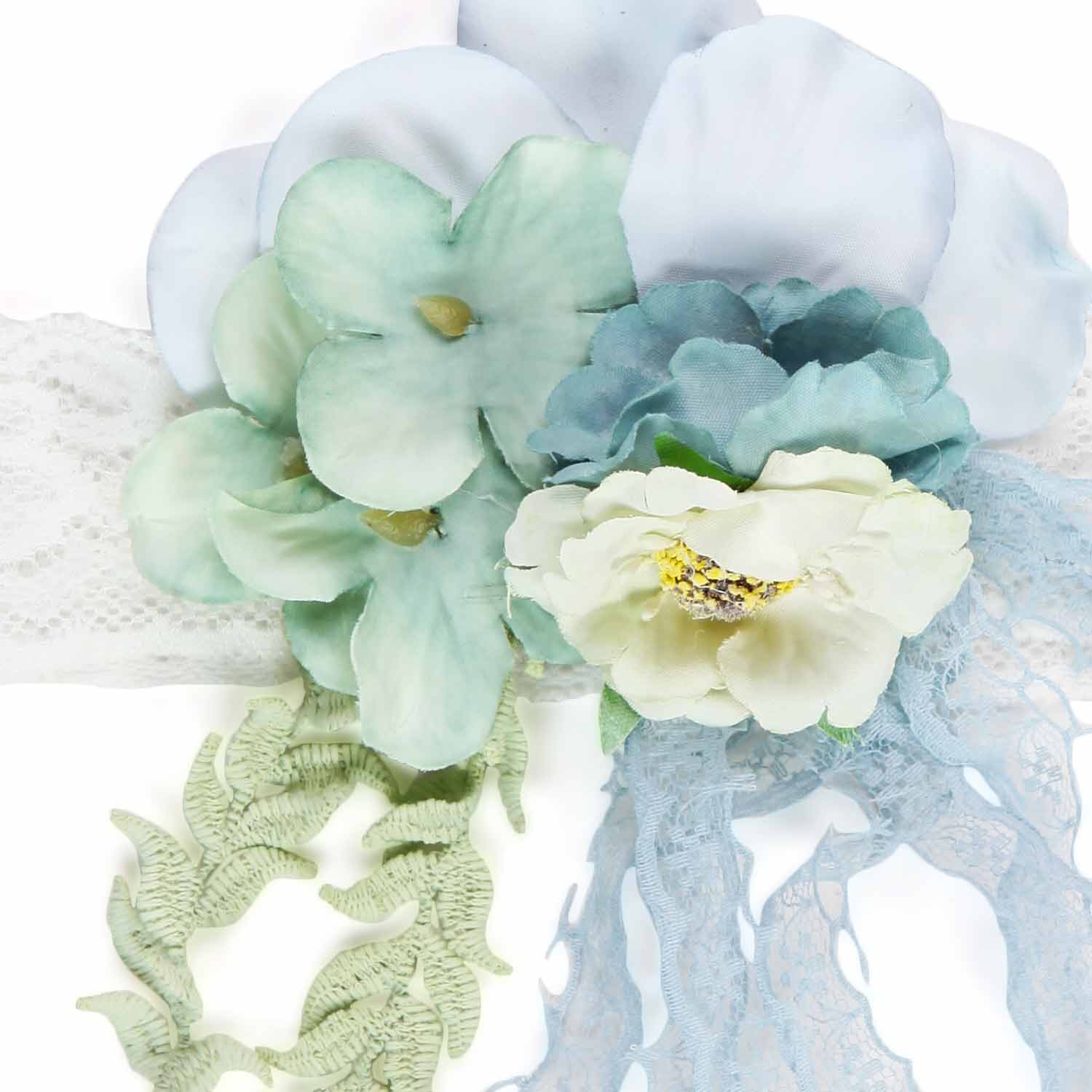 FASCIA CAPELLI FLOREALE BIANCA E CELESTE NEONATA - annameglio.com abbigliamento moda