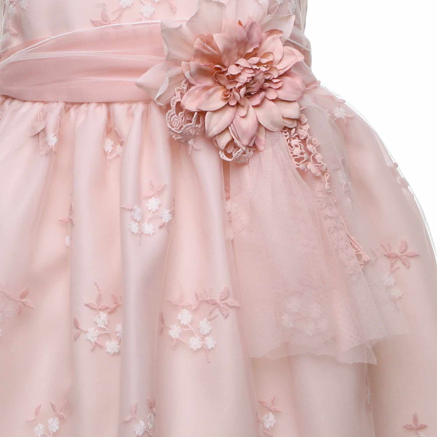 ABITO CERIMONIA ROSA CON CINTURA E SPILLA - annameglio.com abbigliamento moda