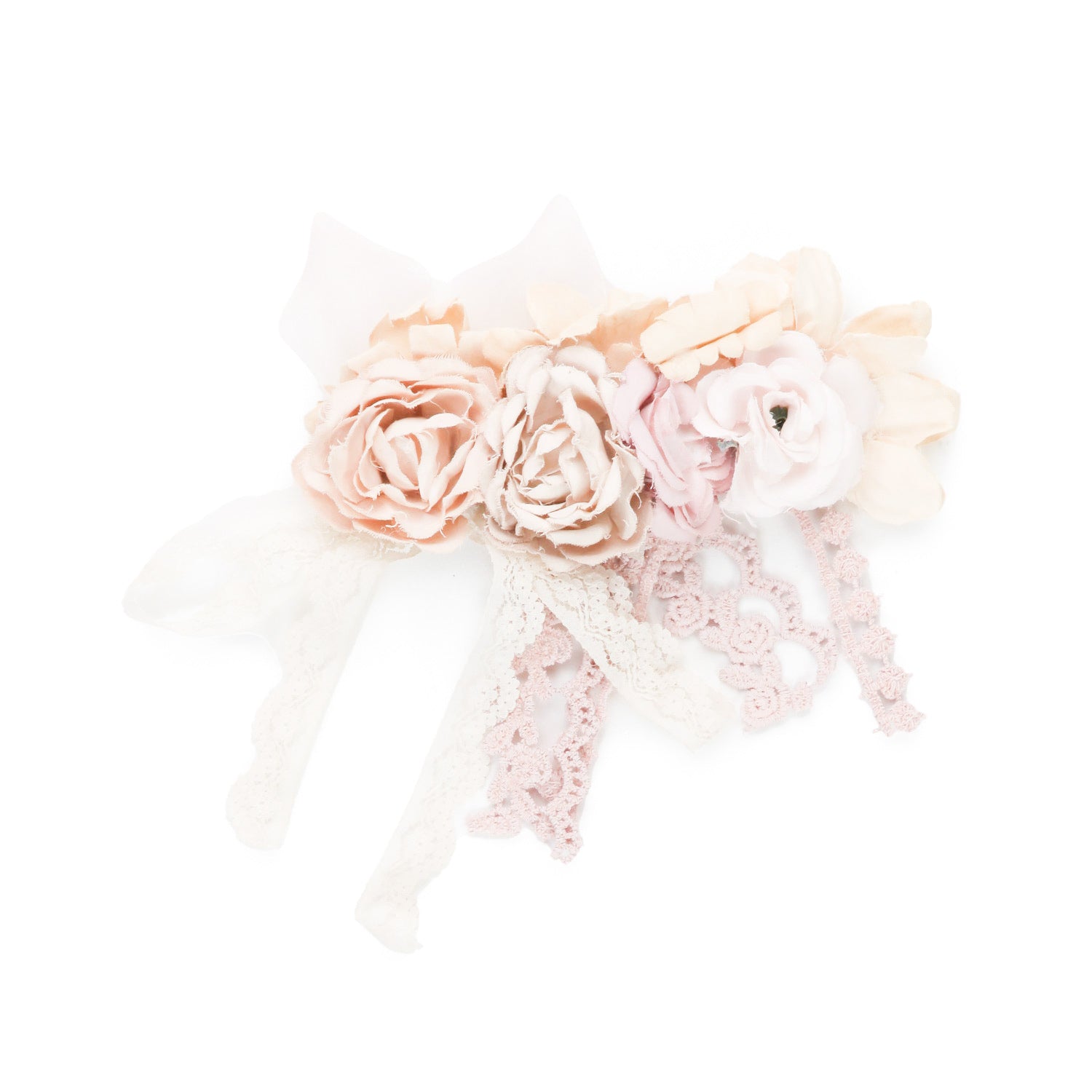 FERMAGLIO FLOREALE DA CERIMONIA ROSA E BEIGE - annameglio.com abbigliamento moda