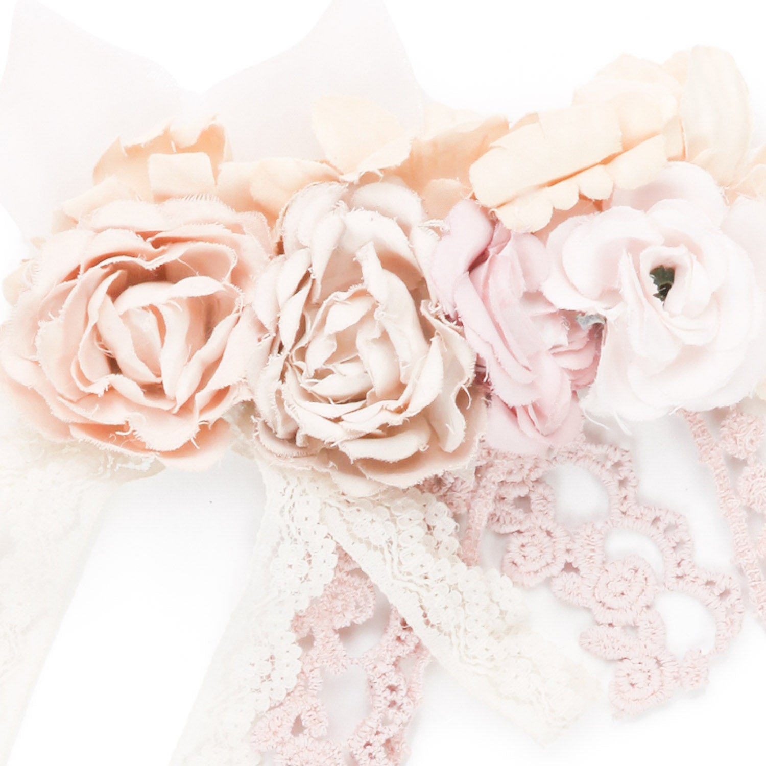 FERMAGLIO FLOREALE DA CERIMONIA ROSA E BEIGE - annameglio.com abbigliamento moda