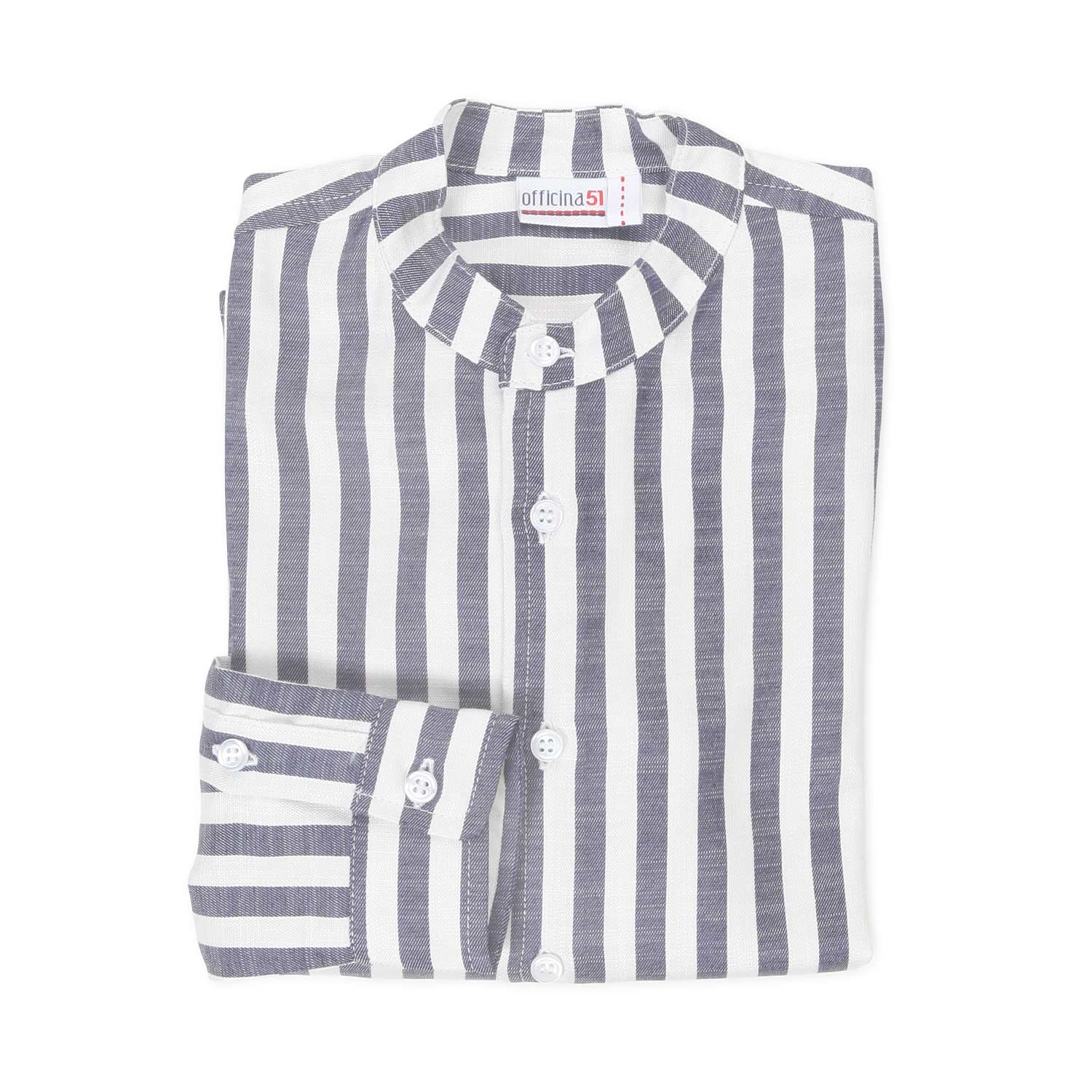 CAMICIA COREANA BLU NAVY E BIANCA A RIGHE - annameglio.com abbigliamento moda