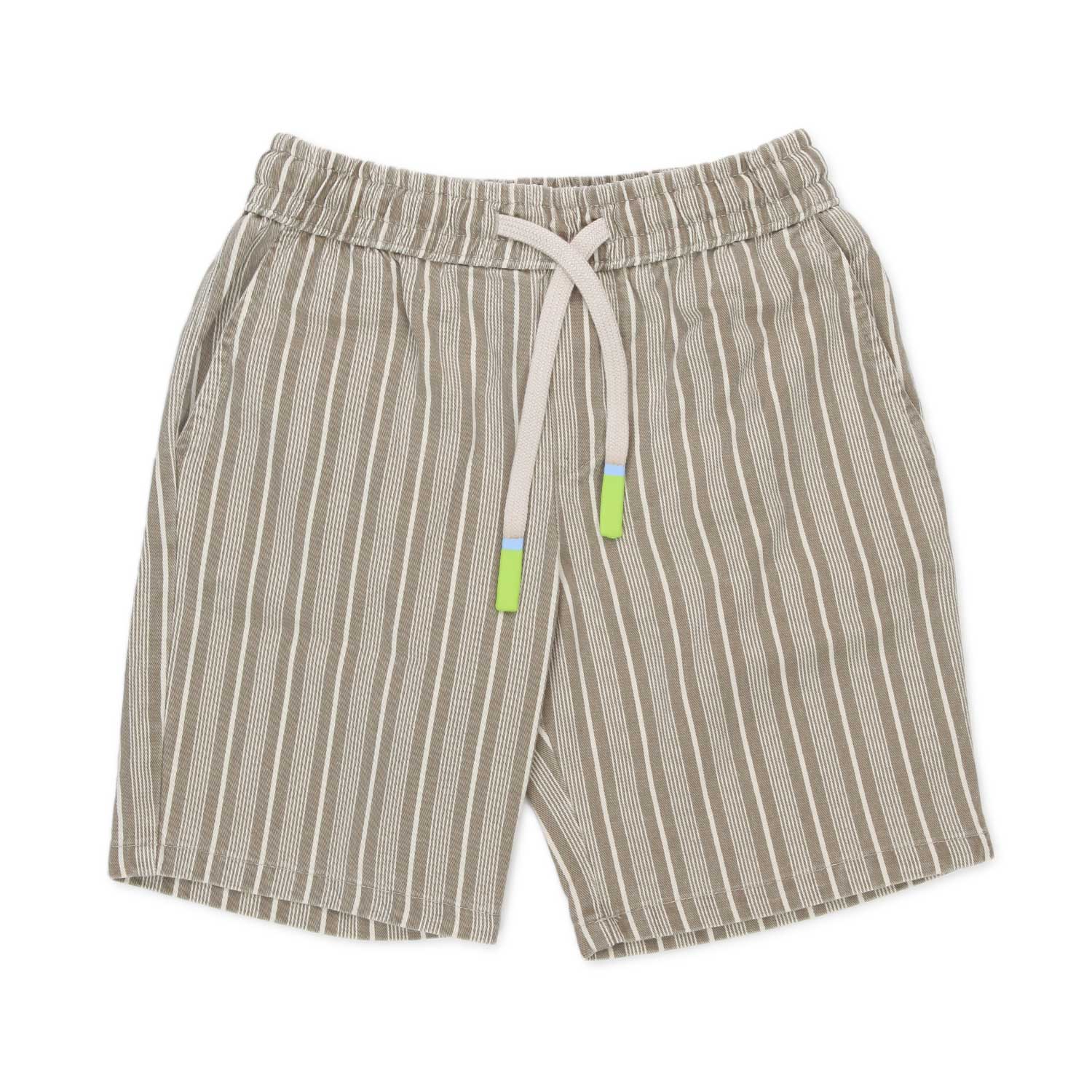 BERMUDA FANGO E PANNA A RIGHE CON COULISSE - annameglio.com abbigliamento moda