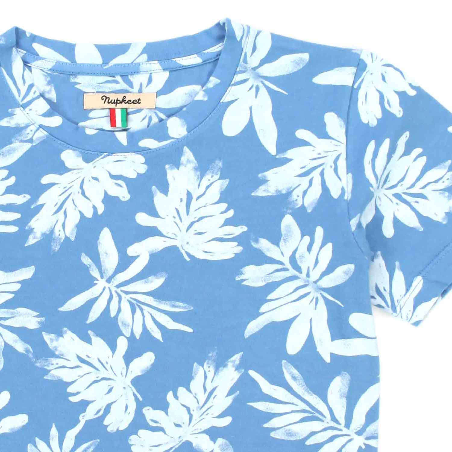 T-SHIRT AZZURRA CON FOGLIE BAMBINO E TEEN - annameglio.com abbigliamento moda