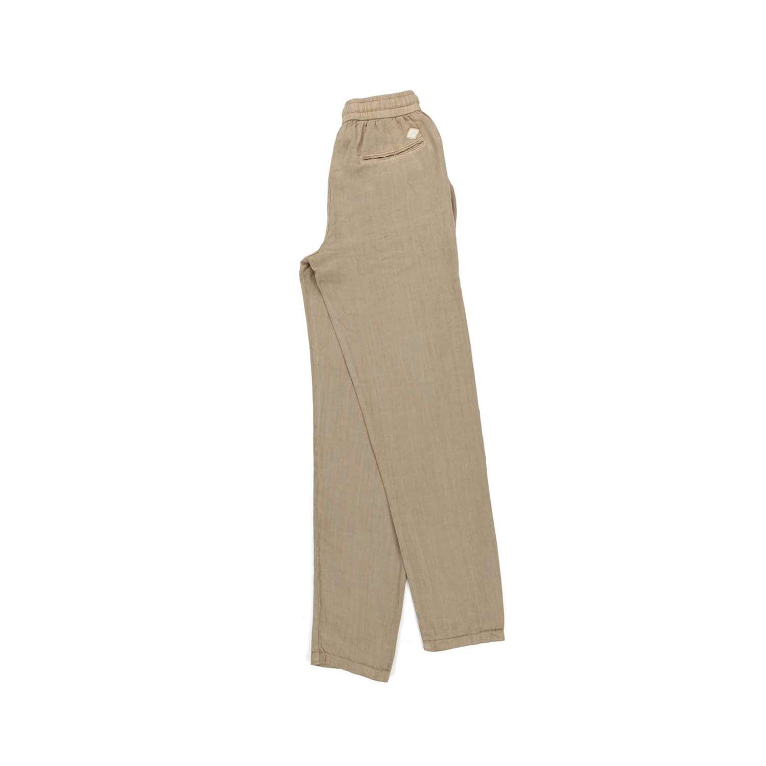 PANTALONE DI LINO BEIGE CON COULISSE - annameglio.com abbigliamento moda