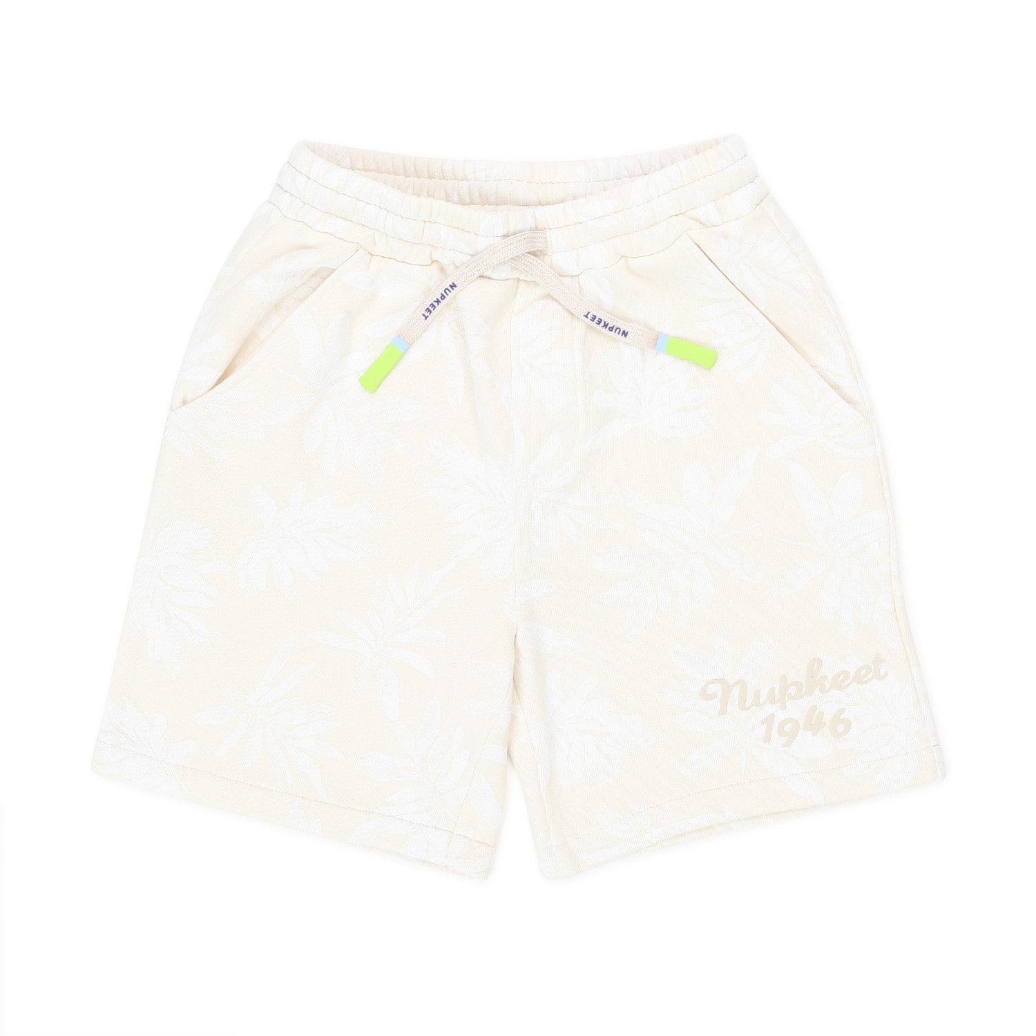 SHORTS IN FELPA PANNA CON FOGLIE BIANCHE - annameglio.com abbigliamento moda