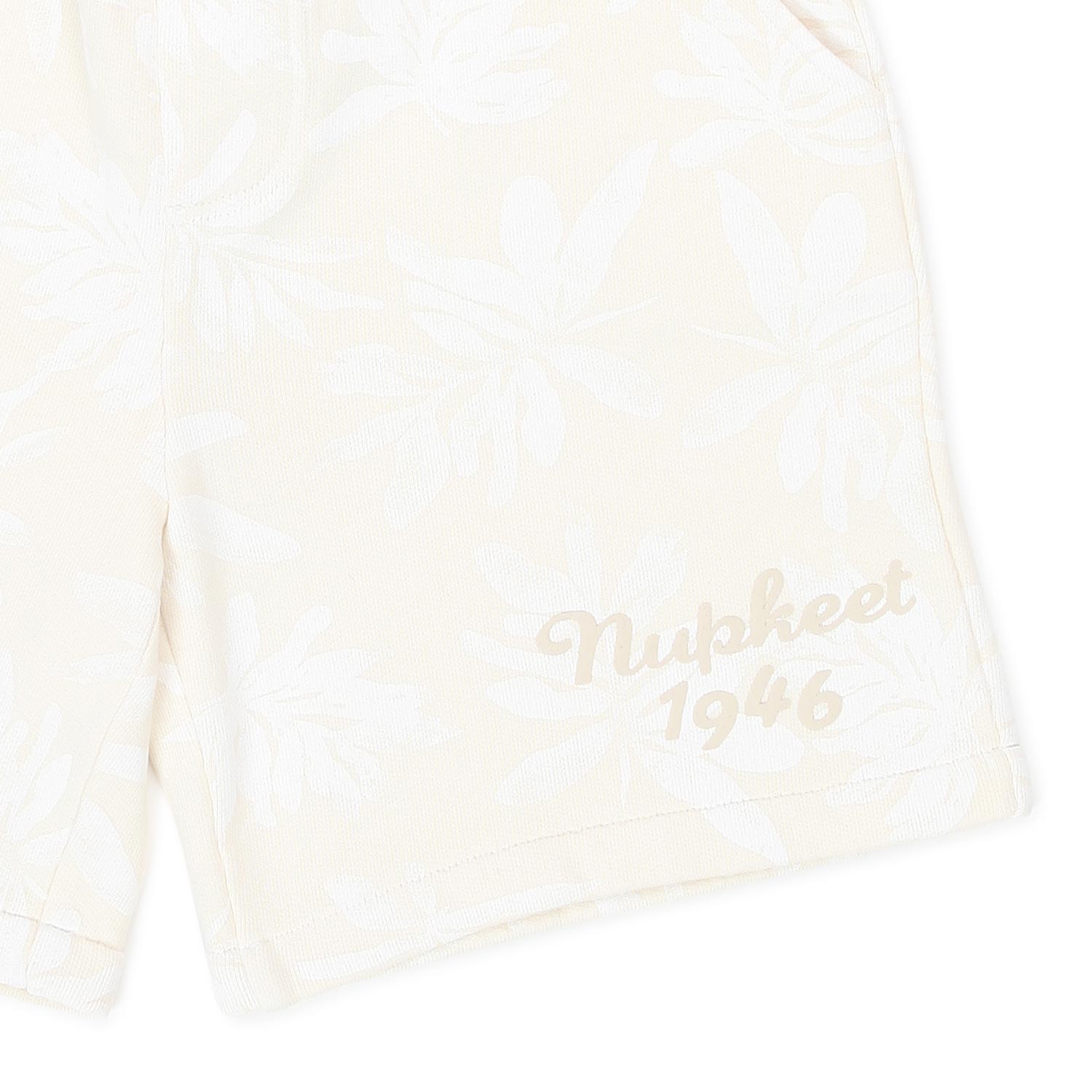 SHORTS IN FELPA PANNA CON FOGLIE BIANCHE - annameglio.com abbigliamento moda