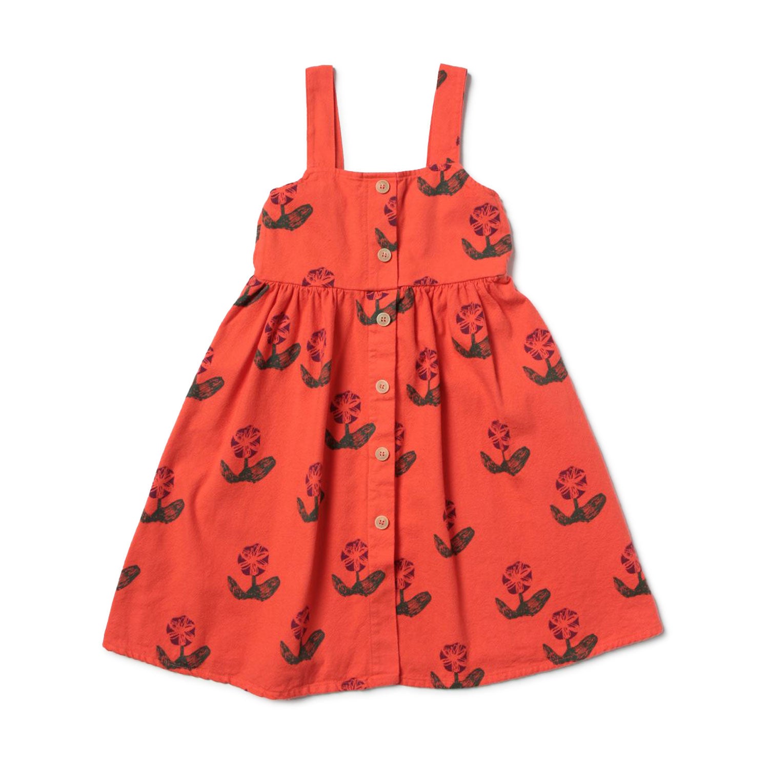 ABITO ROSSO CON FIORI VERDI E VIOLA BAMBINA - annameglio.com abbigliamento moda