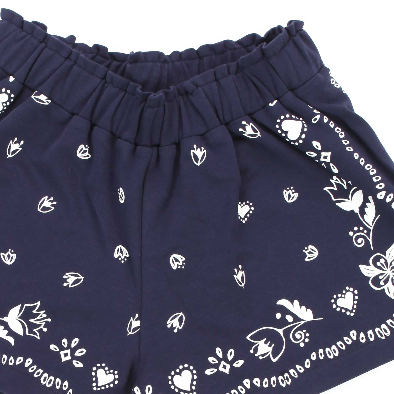 SHORTS BLU CON FIORI BIANCHI BAMBINA - annameglio.com abbigliamento moda