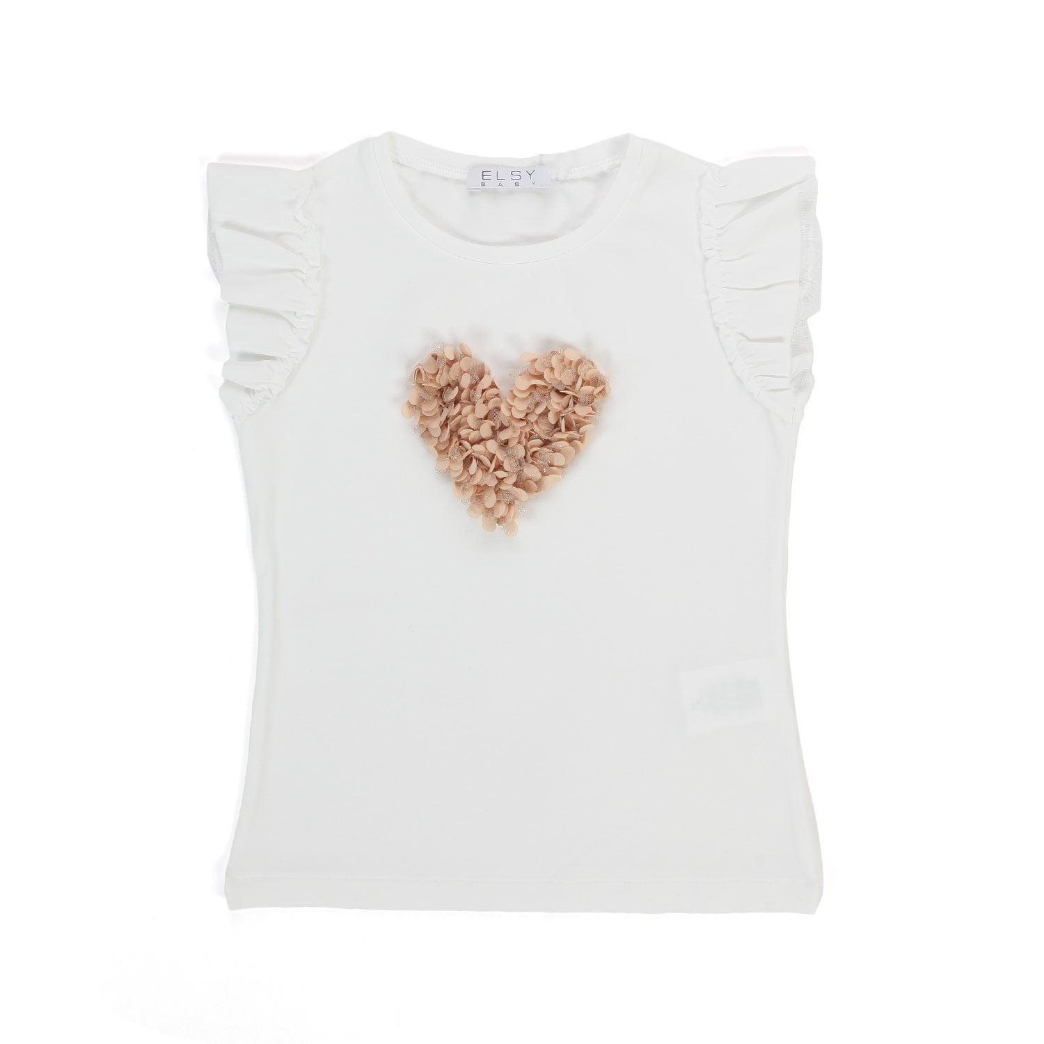 T-SHIRT BIANCA CON PATCH CUORE BAMBINA - annameglio.com abbigliamento moda