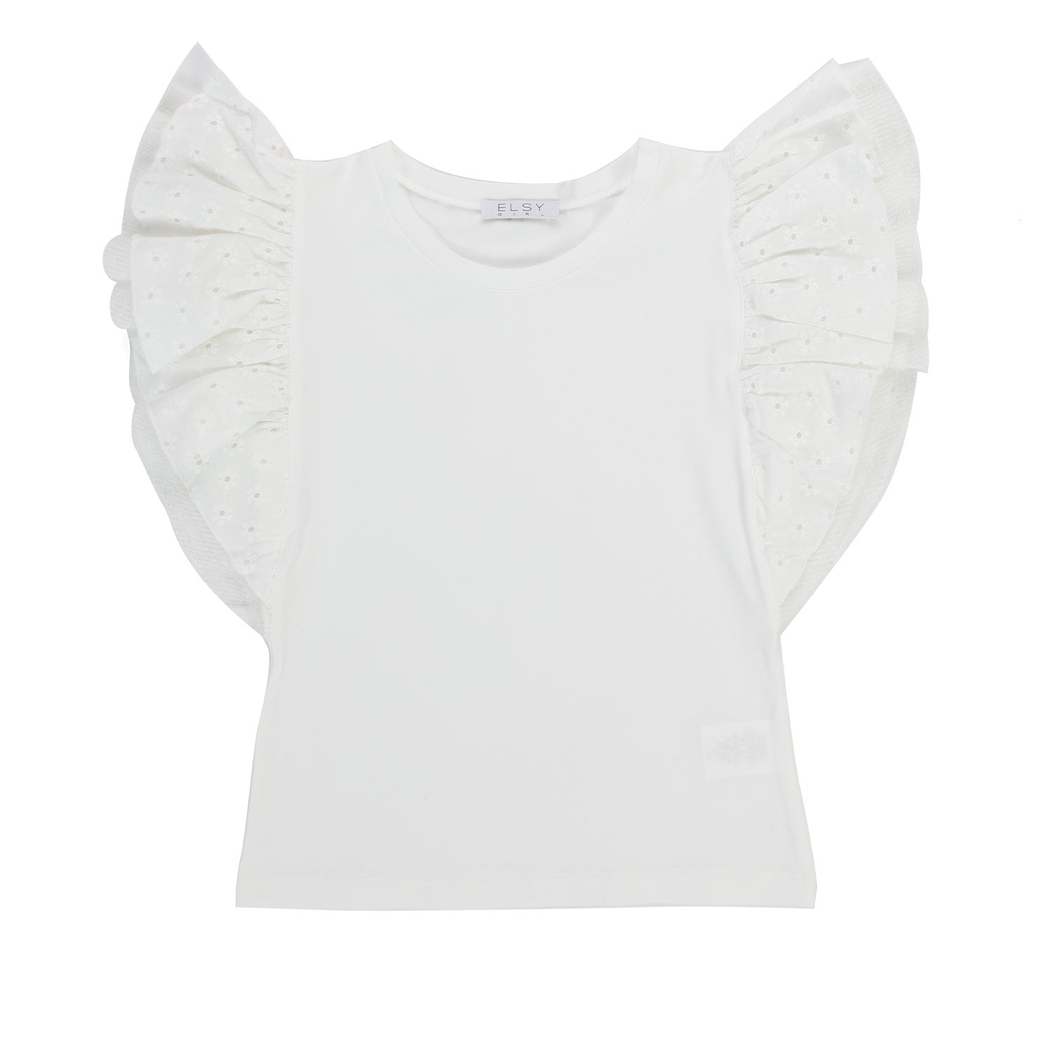 TOP BIANCO CON MANICHE VOLANT BAMBINA E TEEN - annameglio.com abbigliamento moda