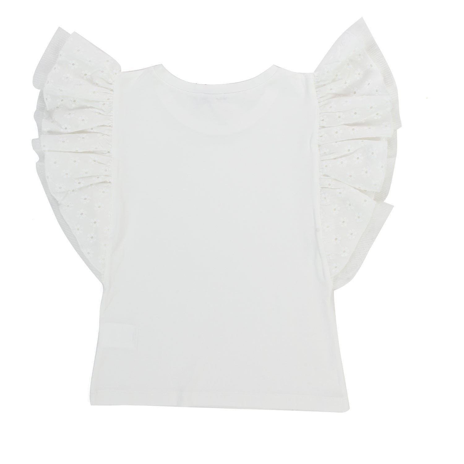 TOP BIANCO CON MANICHE VOLANT BAMBINA E TEEN - annameglio.com abbigliamento moda