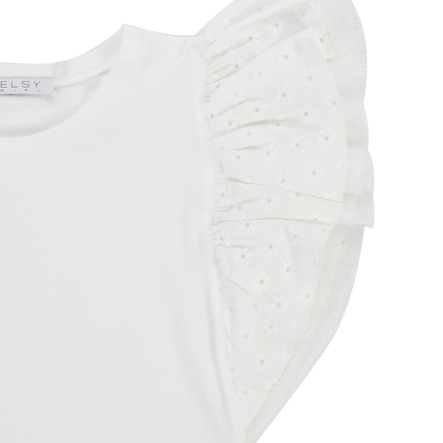 TOP BIANCO CON MANICHE VOLANT BAMBINA E TEEN - annameglio.com abbigliamento moda
