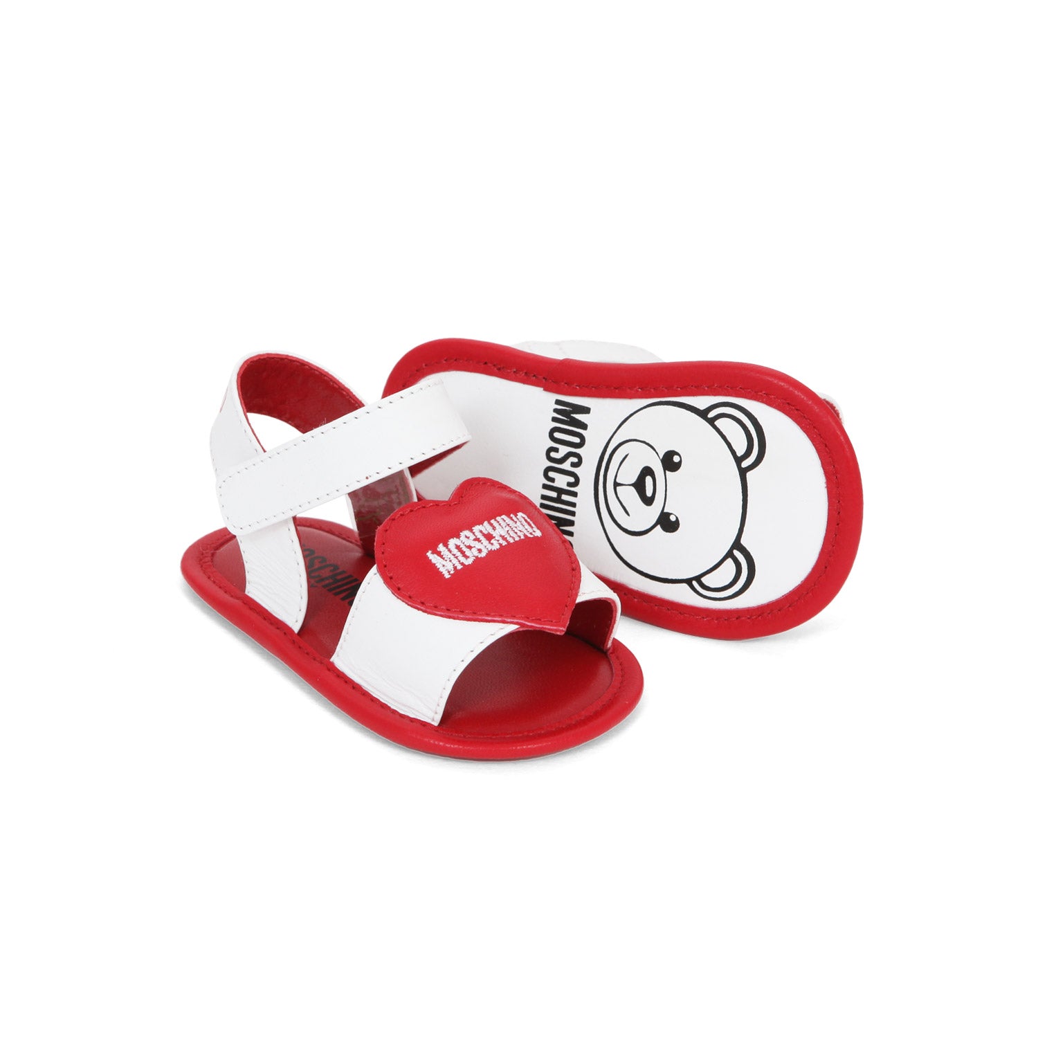 SANDALETTO BIANCO CON CUORE ROSSO NEONATA - annameglio.com abbigliamento moda
