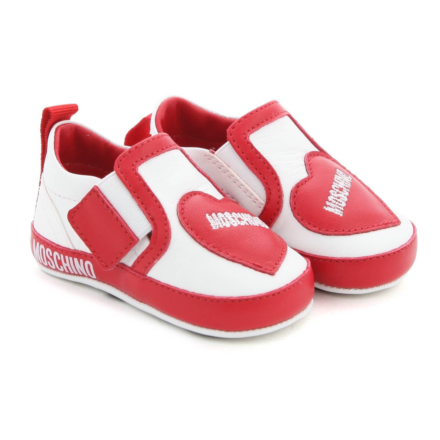 SNEAKER BIANCA CON CUORE ROSSO NEONATA - annameglio.com abbigliamento moda