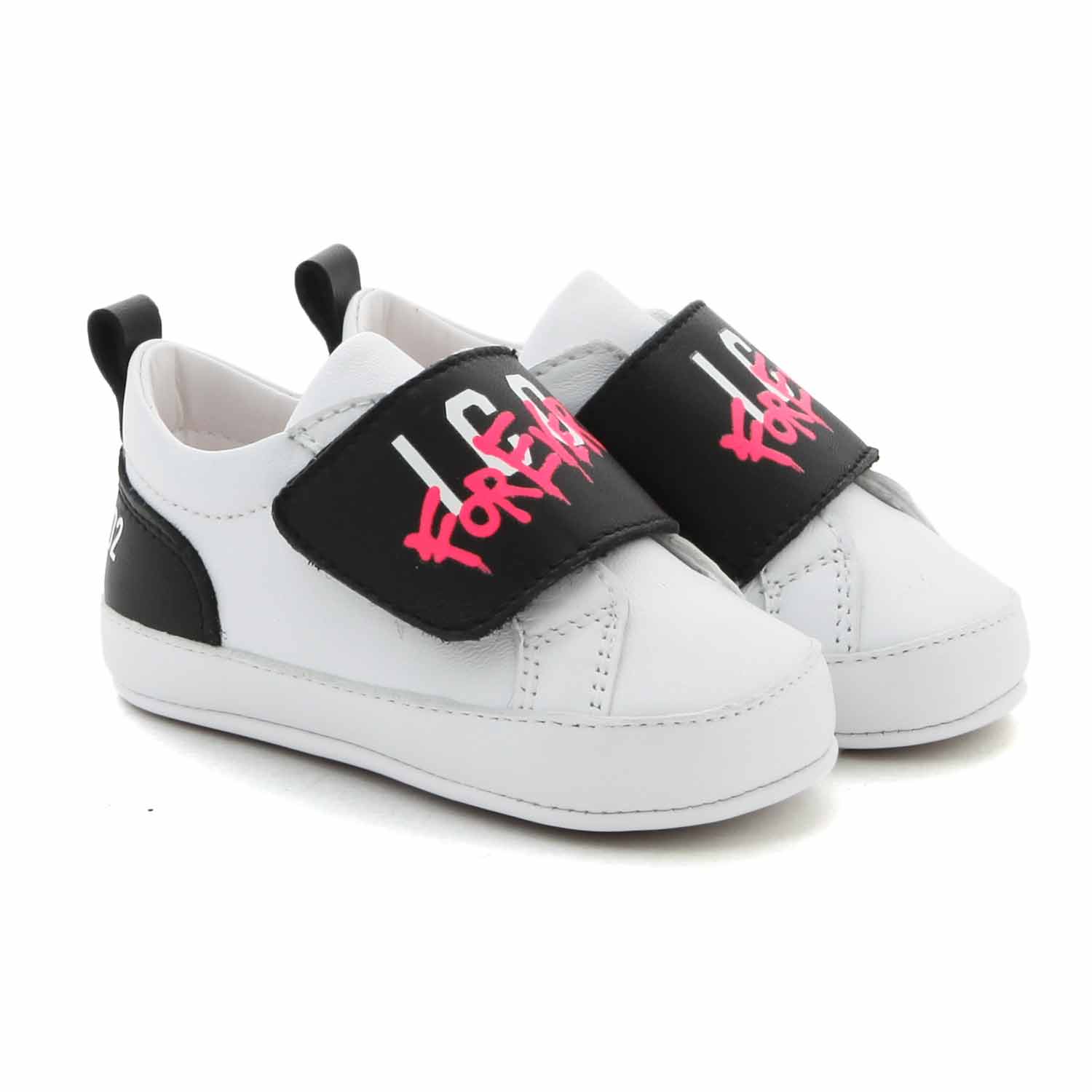 SNEAKER D2 A STRAPPO BIANCA E NERA NEONATA - annameglio.com abbigliamento moda