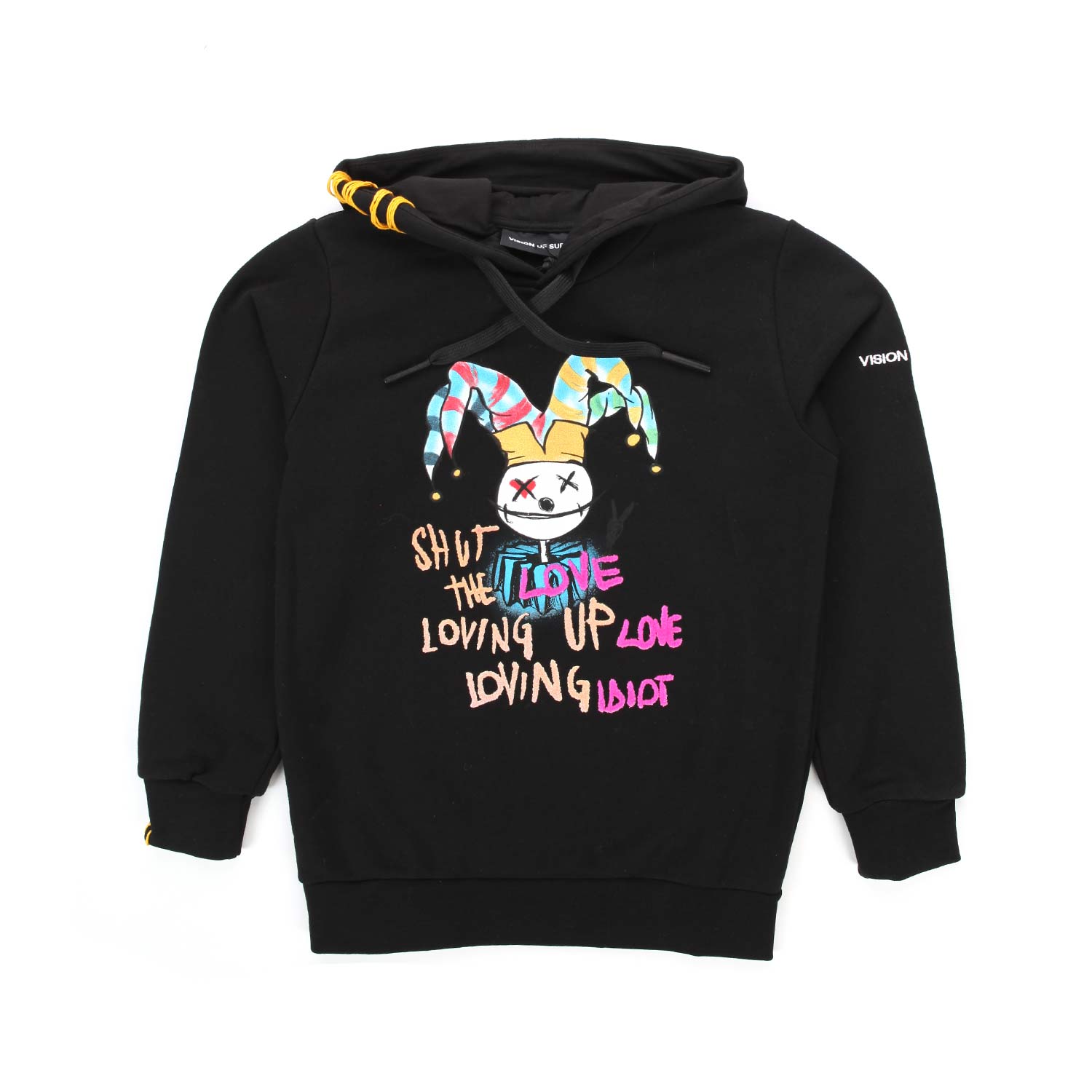 FELPA HOODIE NERA DRAWING CLOWN BAMBINO E TEEN - annameglio.com abbigliamento moda