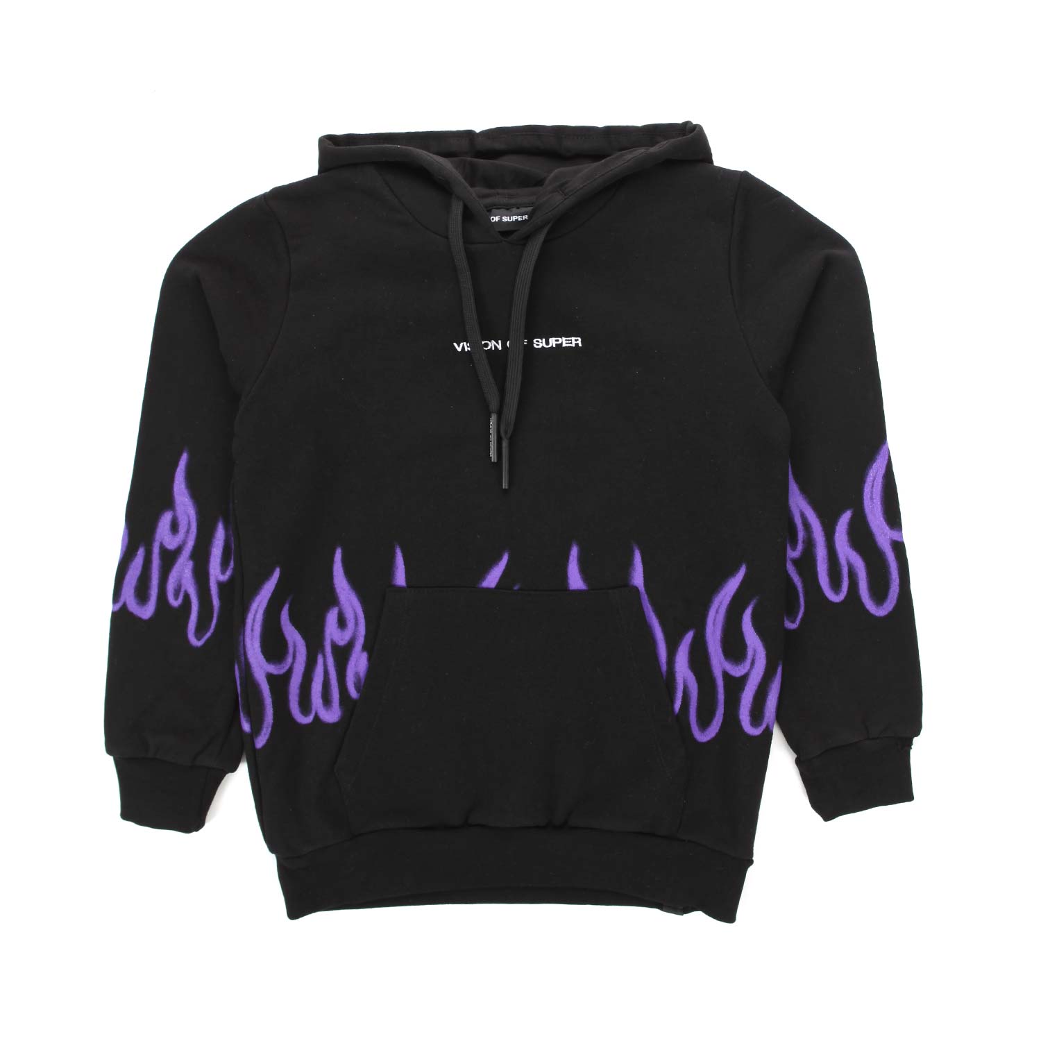 FELPA HOODIE NERA CON FIAMME VIOLA - annameglio.com abbigliamento moda