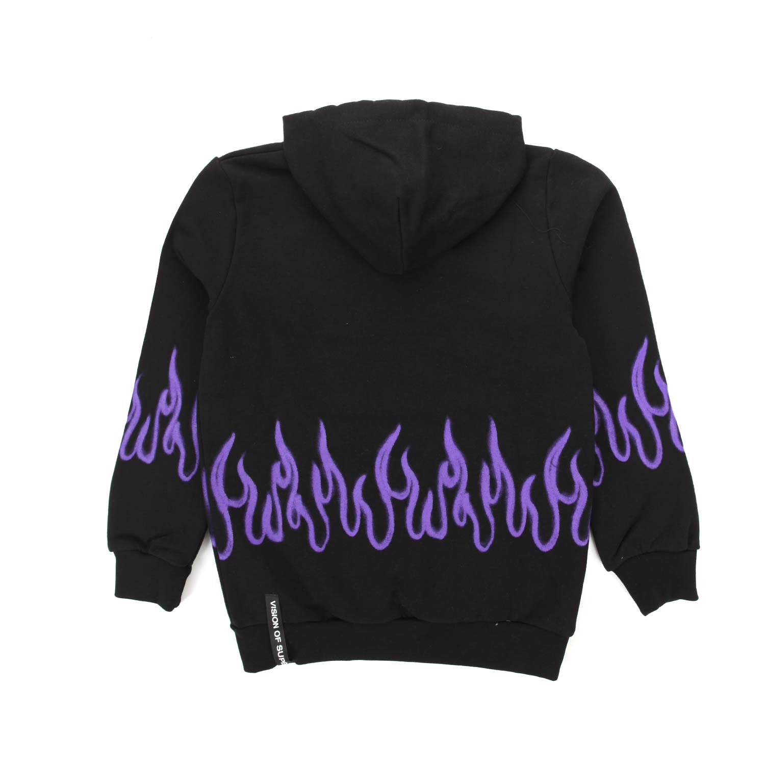 FELPA HOODIE NERA CON FIAMME VIOLA - annameglio.com abbigliamento moda