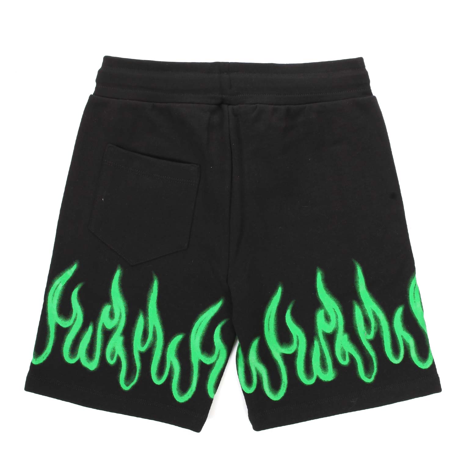 SHORTS IN FELPA NERI CON FIAMME VERDI - annameglio.com abbigliamento moda