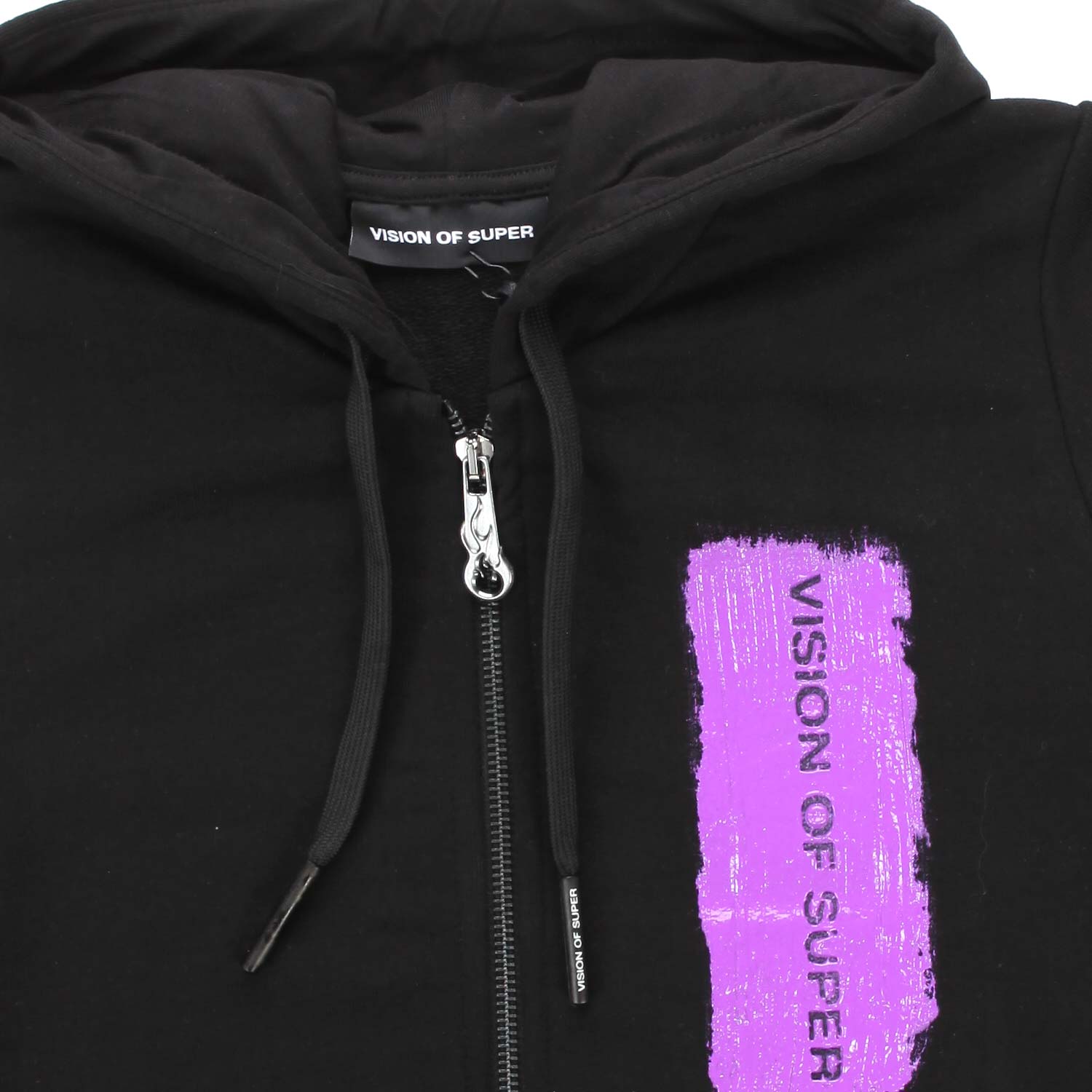 FELPA HOODIE NERA CON LOGO VIOLA E ZIP - annameglio.com abbigliamento moda