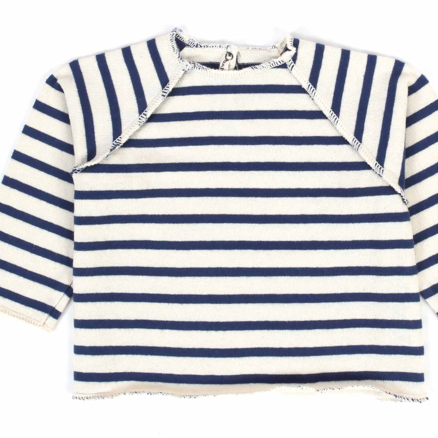 T-SHIRT LUNGA BIANCA E BLU A RIGHE BABY UNISEX - annameglio.com abbigliamento moda