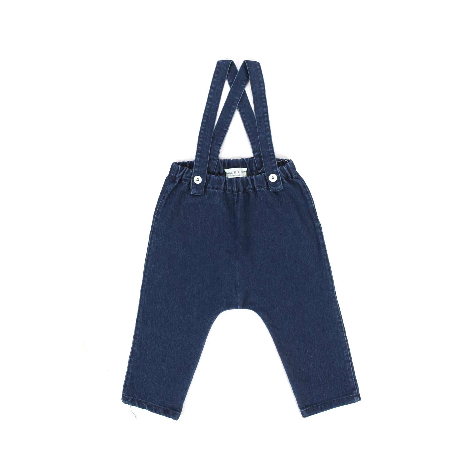 JEANS SCURO CON BRETELLE BABY UNISEX - annameglio.com abbigliamento moda