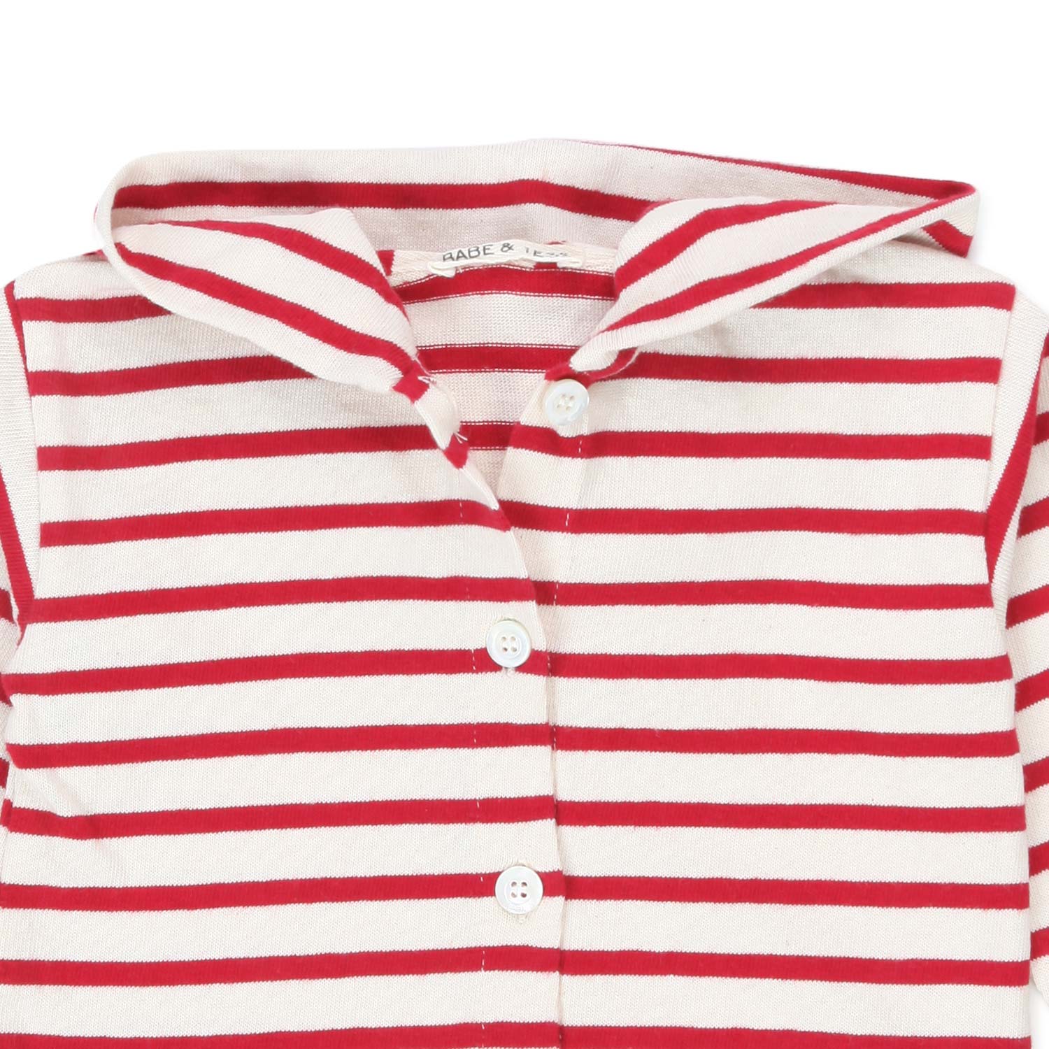 CARDIGAN PANNA E ROSSO CON CAPPUCCIO BABY UNISEX - annameglio.com abbigliamento moda