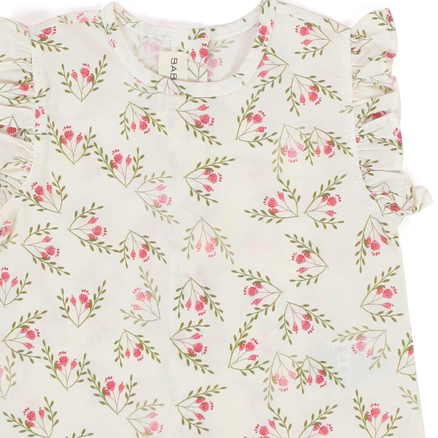 TOP BIANCO NATURALE CON FIORI NEONATA - annameglio.com abbigliamento moda