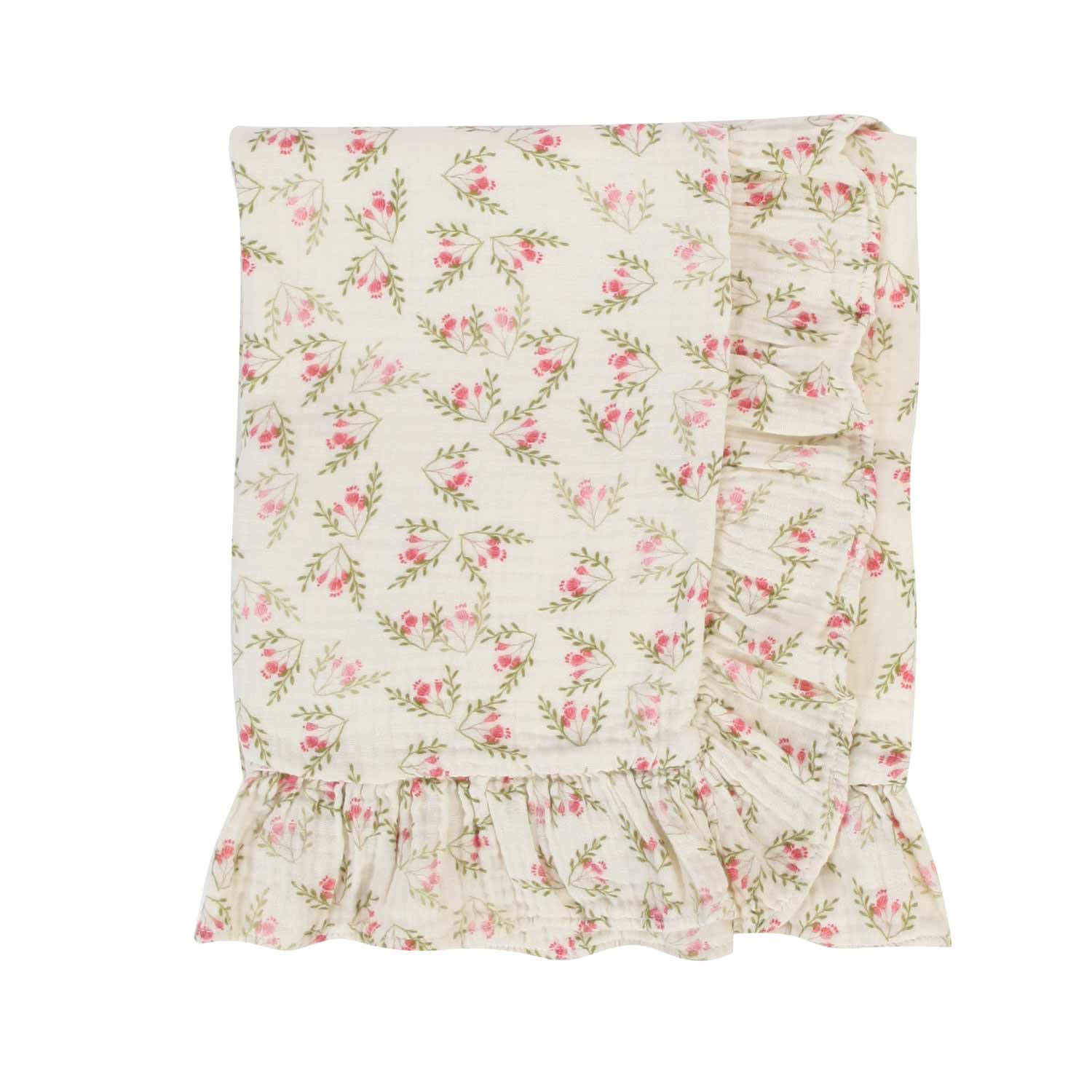 COPERTA BIANCO NATURALE CON FIORI E VOLANT - annameglio.com abbigliamento moda