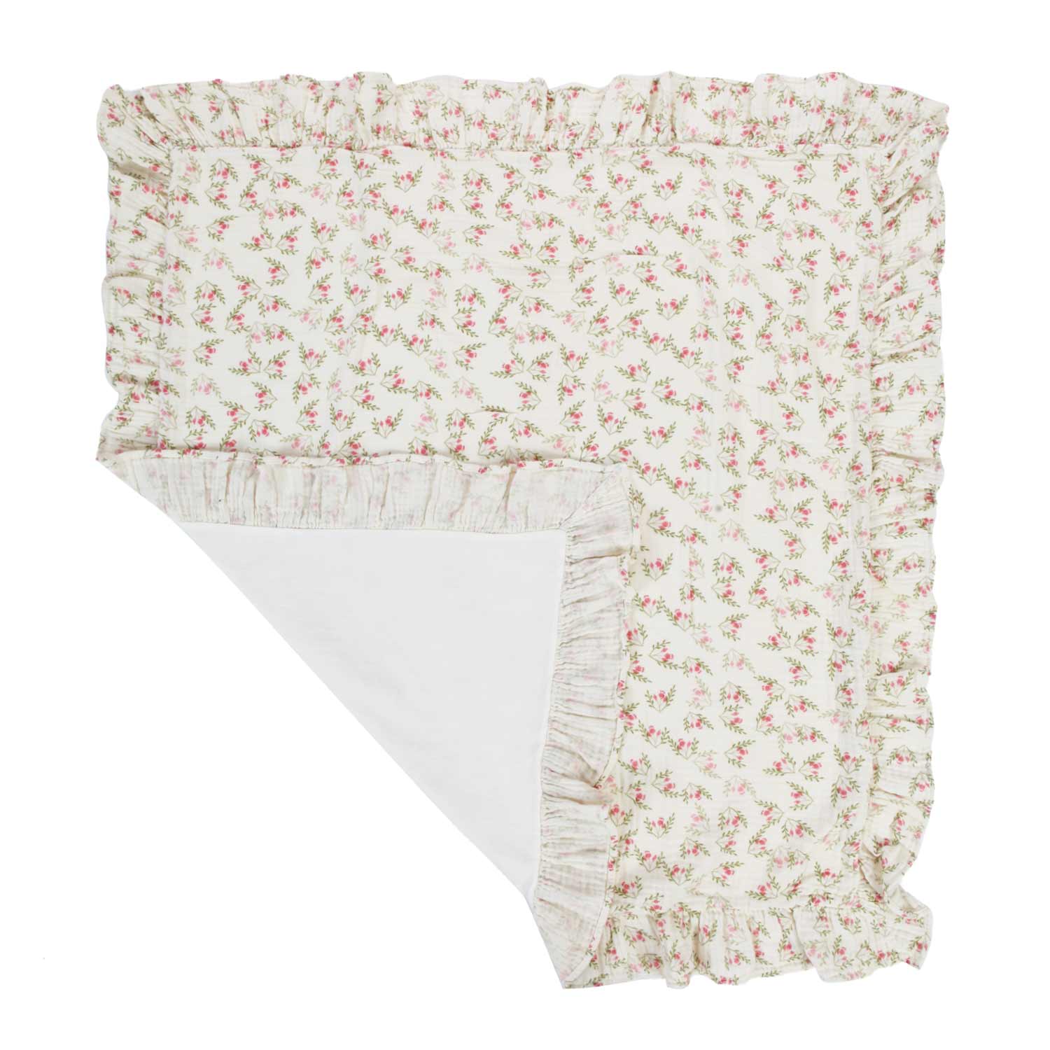 COPERTA BIANCO NATURALE CON FIORI E VOLANT - annameglio.com abbigliamento moda