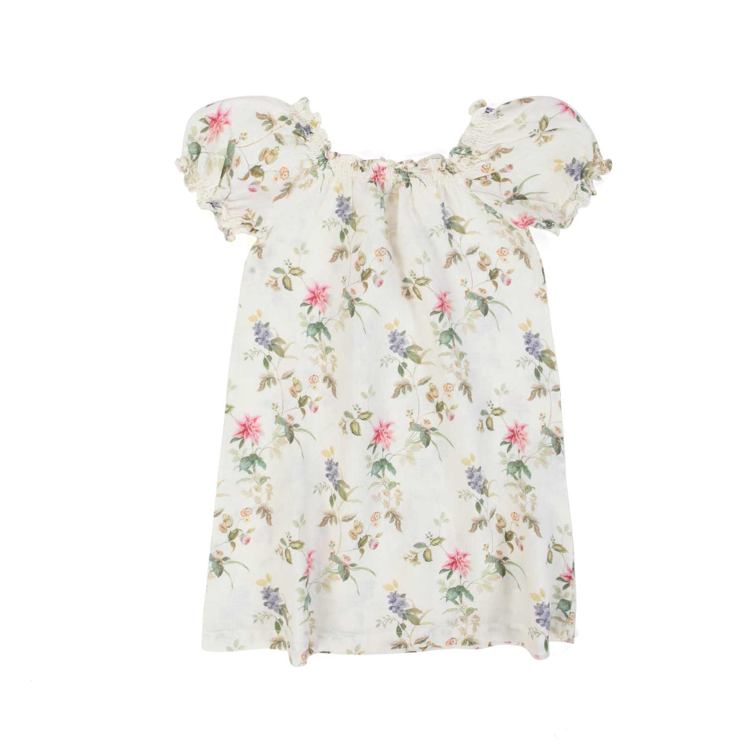 ABITO BIANCO NATURALE CON FIORI BAMBINA - annameglio.com abbigliamento moda