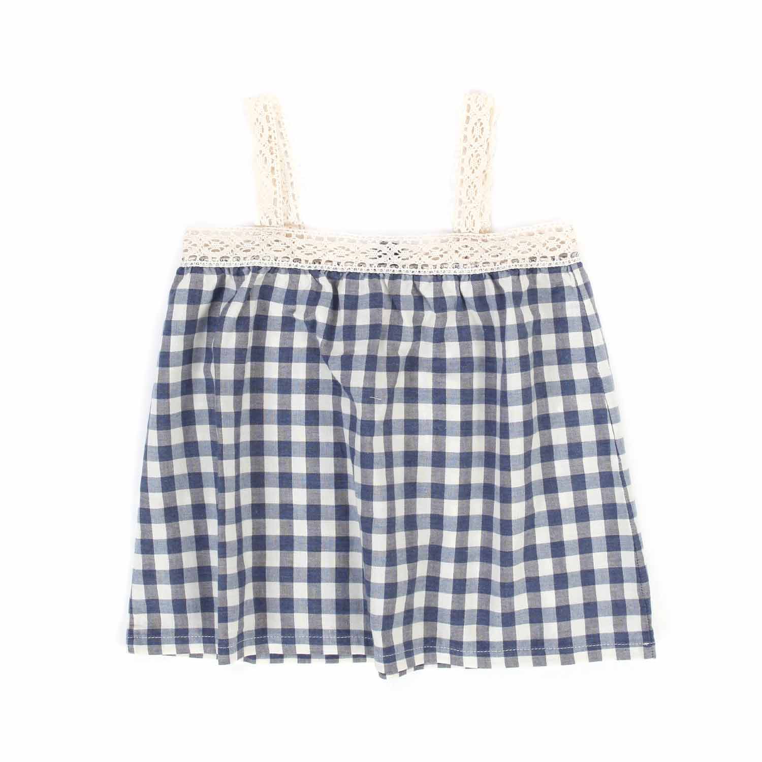 TOP VICHY BIANCO NATURALE E BLU BAMBINA - annameglio.com abbigliamento moda