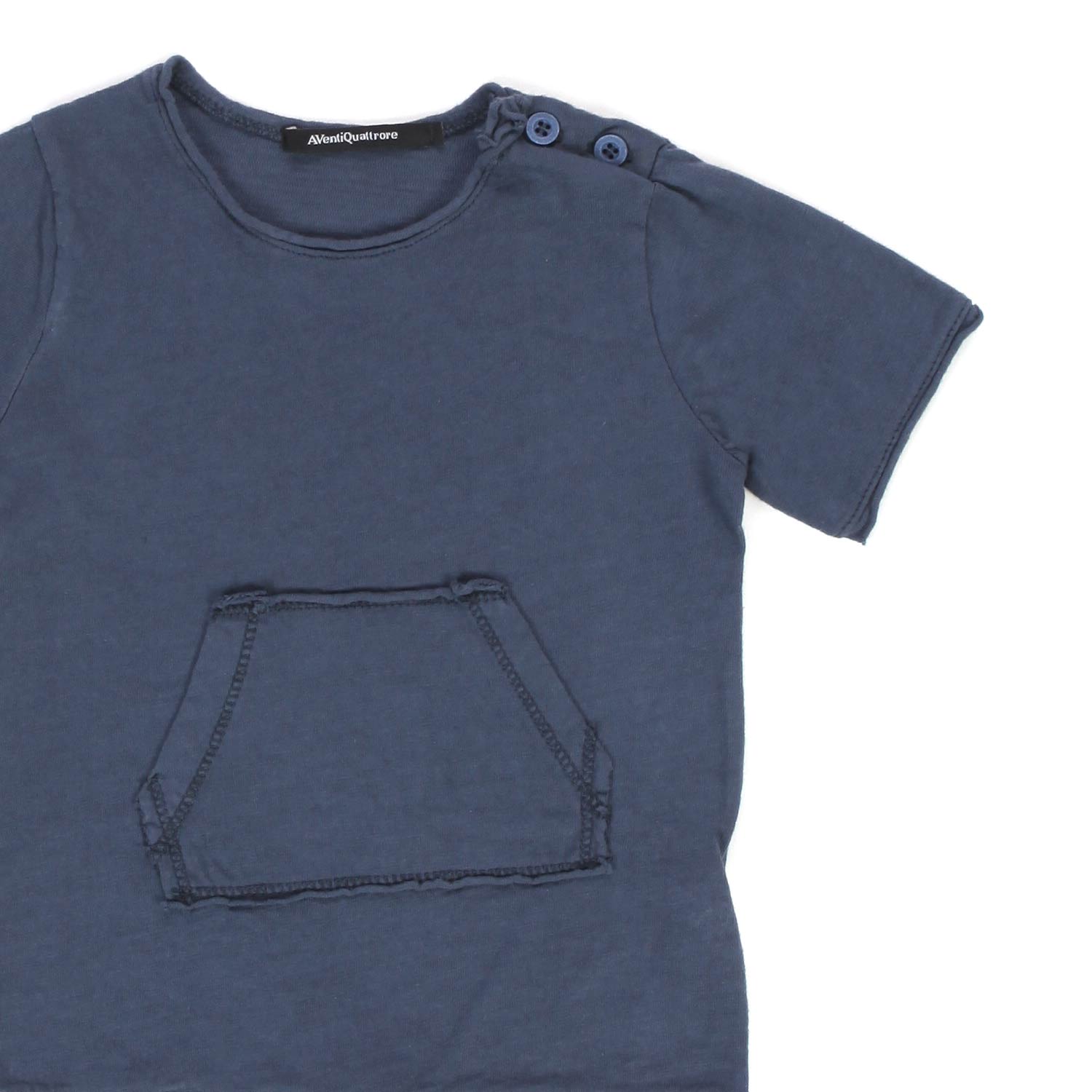 T-SHIRT BLU CON TASCA BABY UNISEX - annameglio.com abbigliamento moda