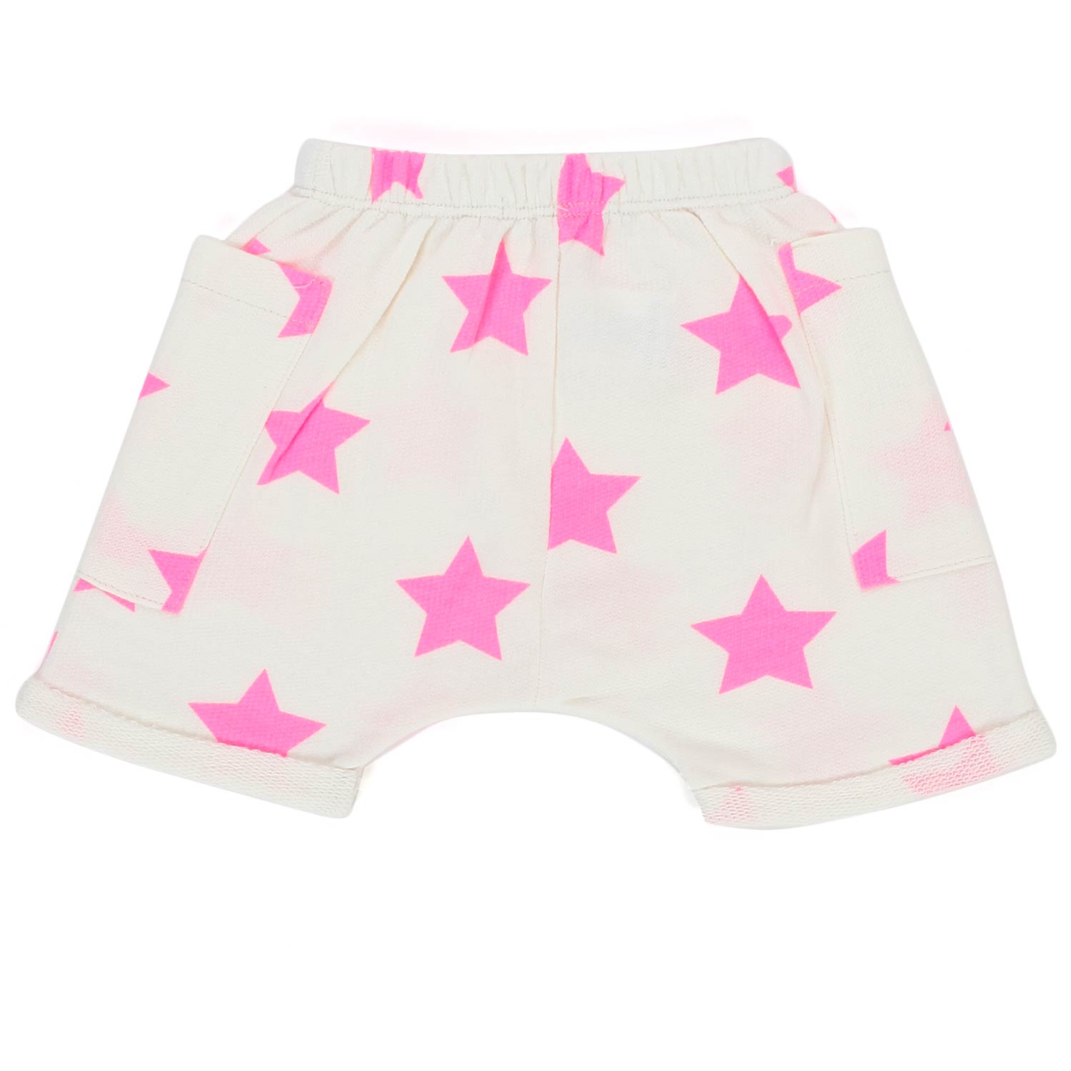 PANTALONCINO BIANCO CON STELLE ROSA FLUO BEBÈ - annameglio.com abbigliamento moda