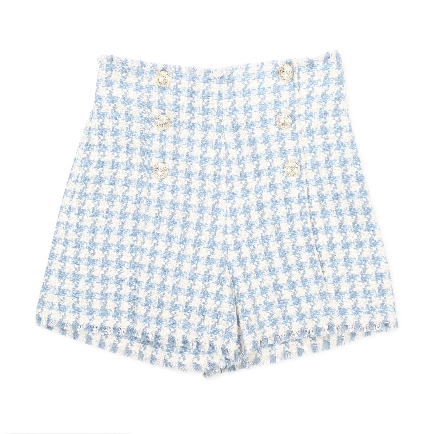 SHORTS PIED DE POULE BIANCO E CELESTE - annameglio.com abbigliamento moda