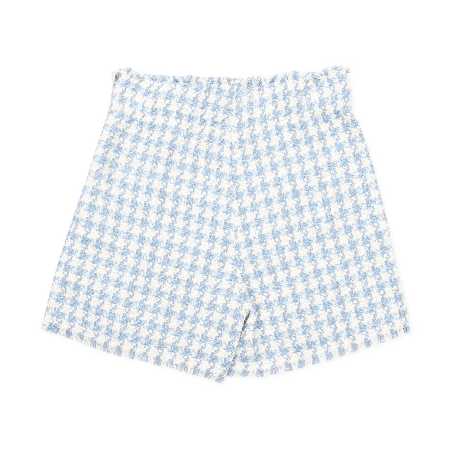 SHORTS PIED DE POULE BIANCO E CELESTE - annameglio.com abbigliamento moda