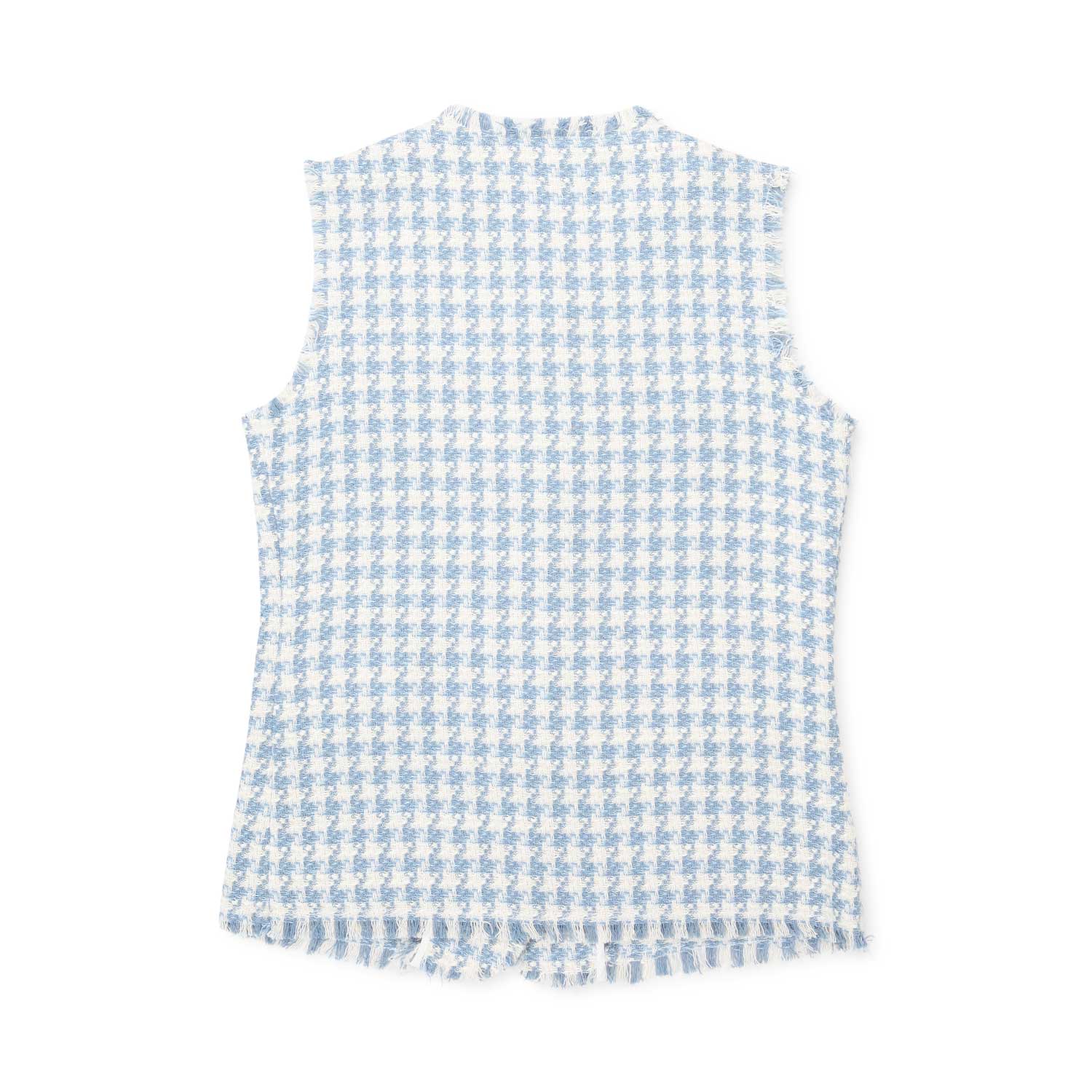 GILET PIED DE POULE BIANCO E CELESTE - annameglio.com abbigliamento moda