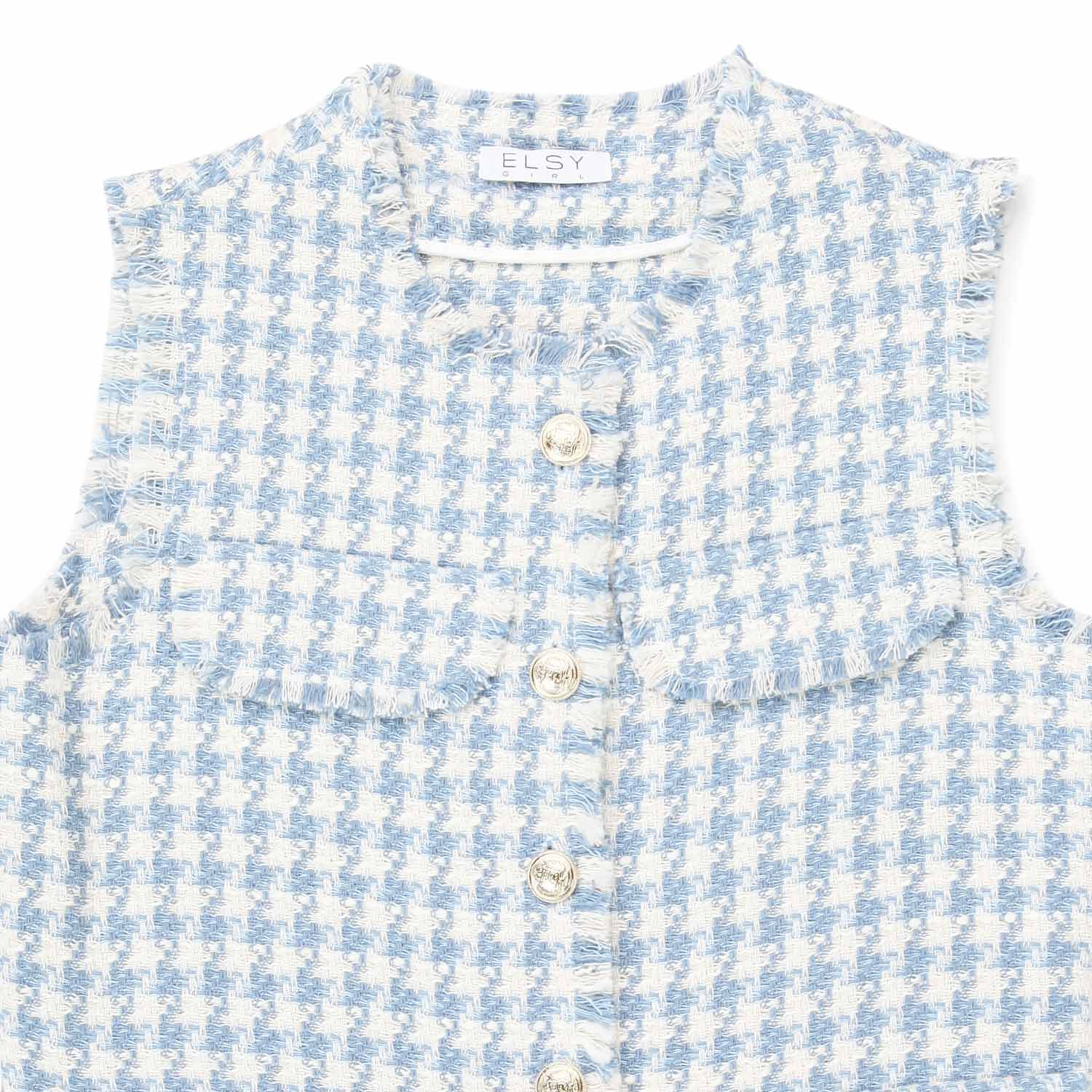 GILET PIED DE POULE BIANCO E CELESTE - annameglio.com abbigliamento moda