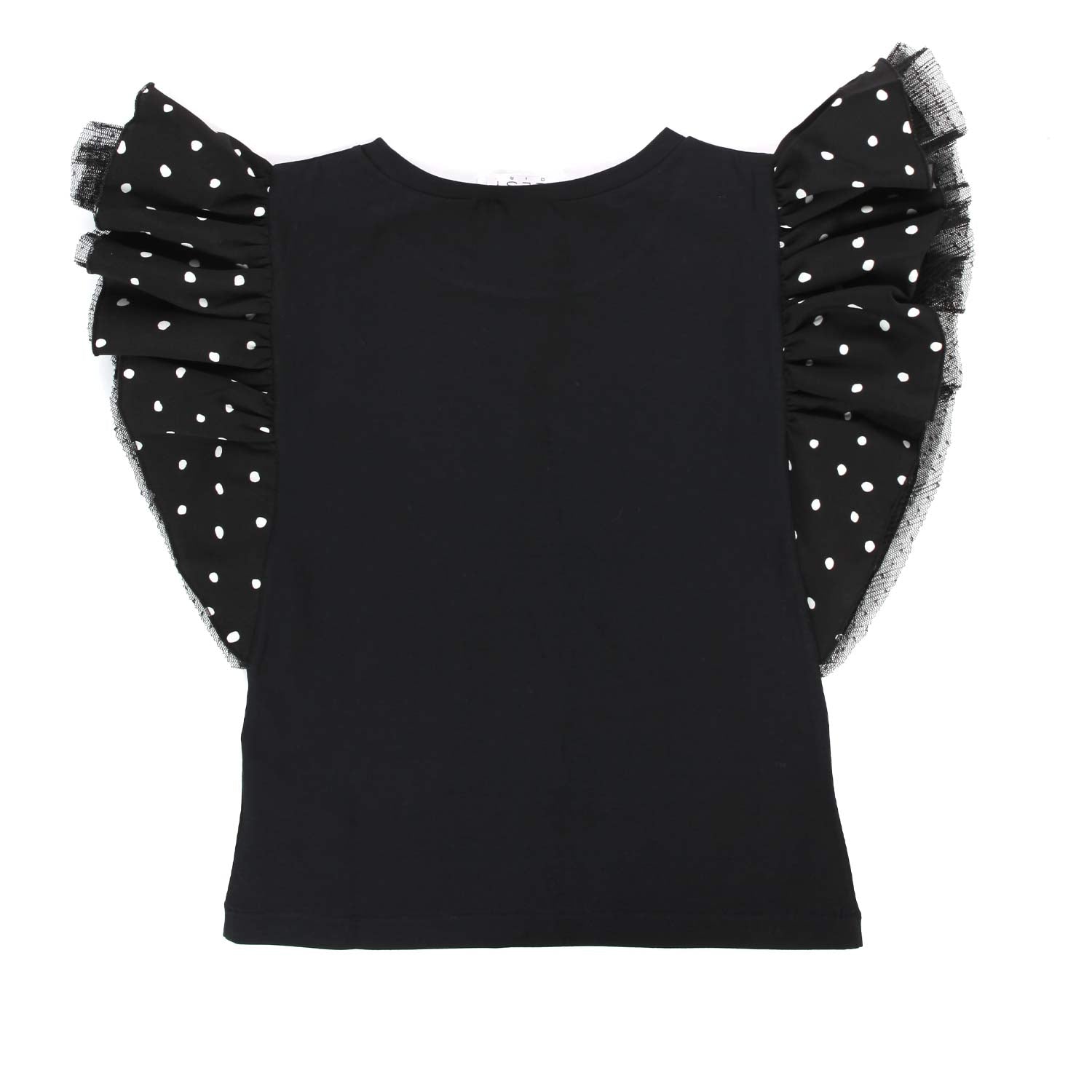 TOP NERO CON MANICHE VOLANT BAMBINA E TEEN - annameglio.com abbigliamento moda